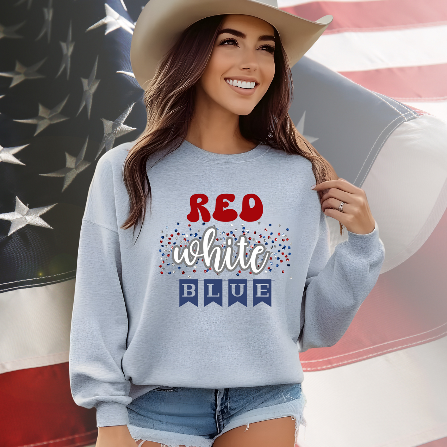Red White Blue Crewneck Sweatshirt