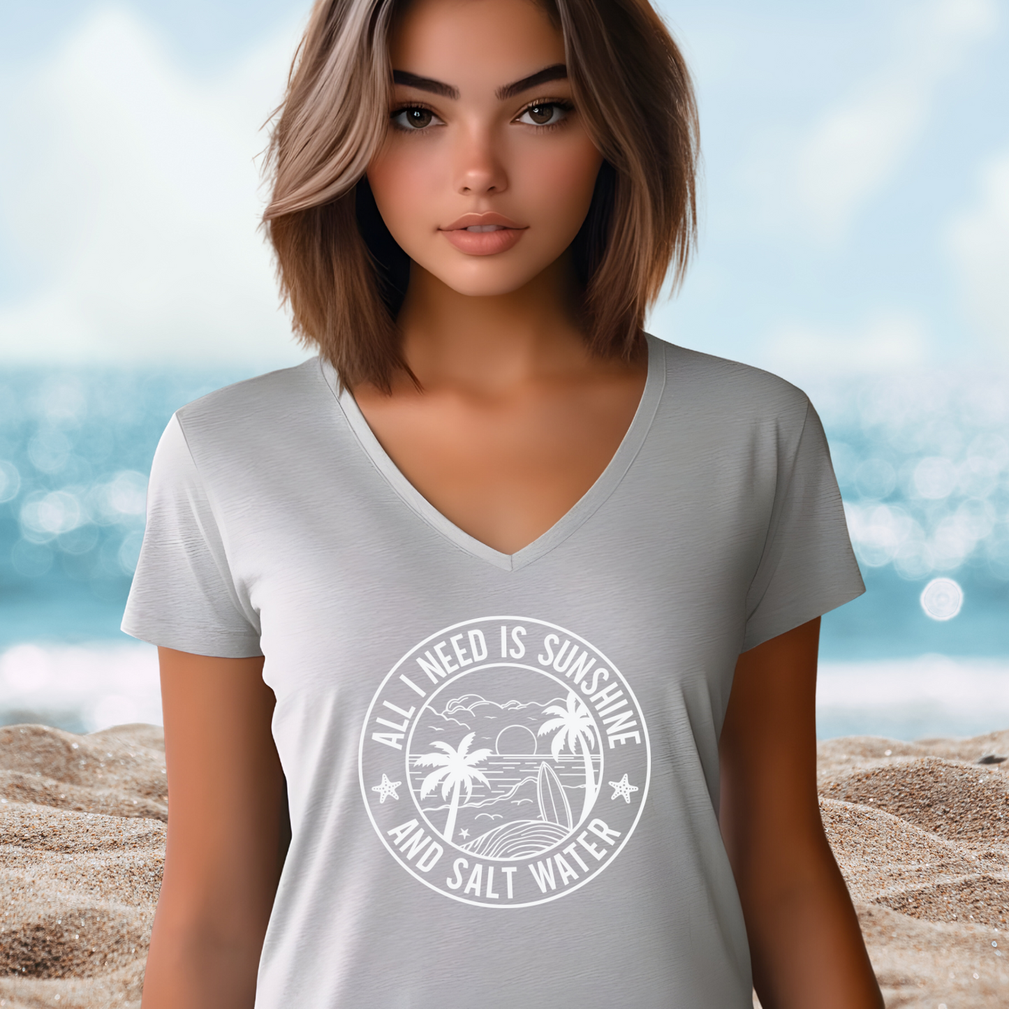 Sunshine and Saltwater V-Neck Tee