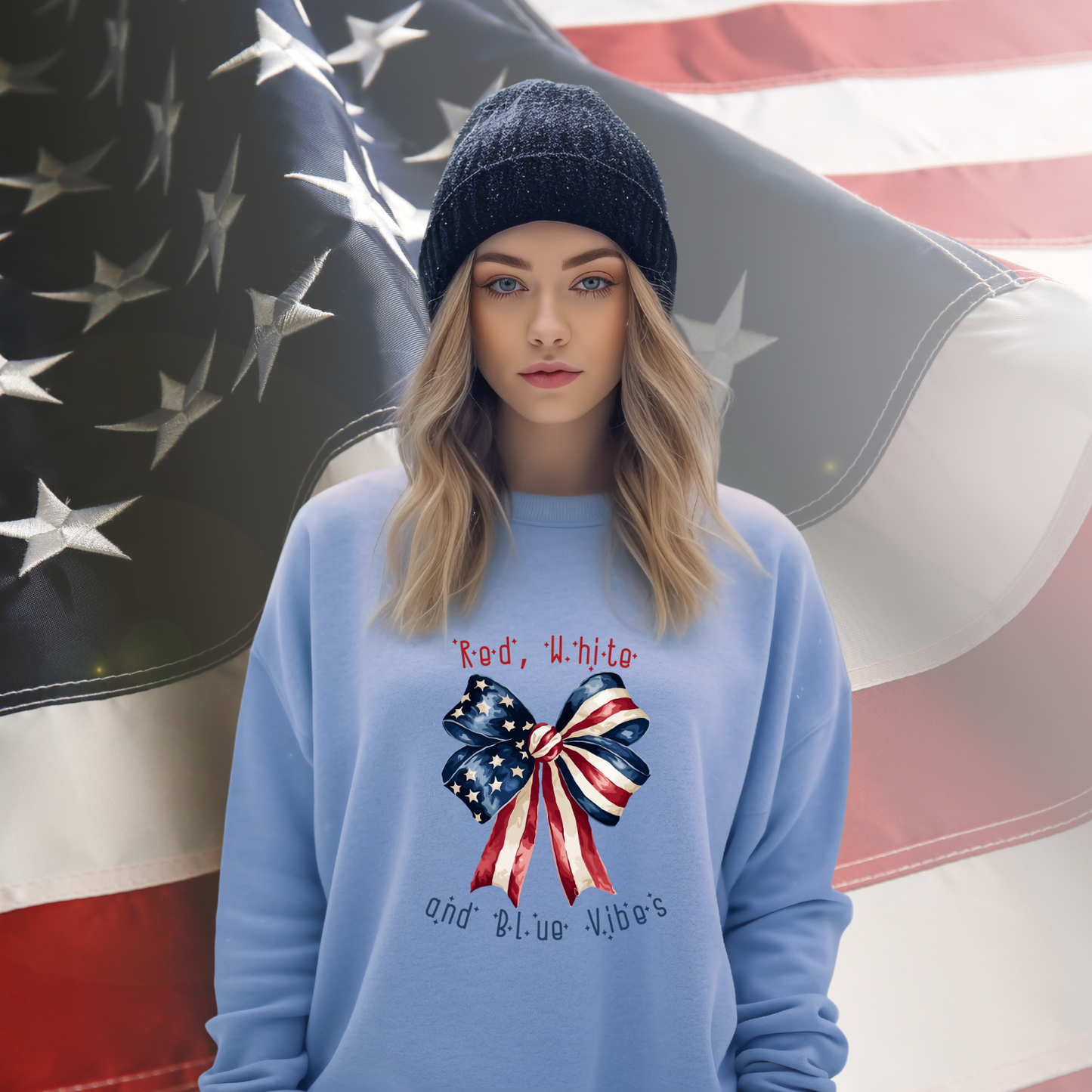 Red White And Blue Vibes Crewneck Sweatshirt