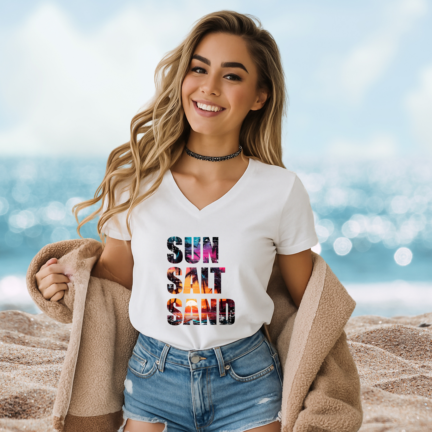 Sun Salt And Sand V-Neck Tee