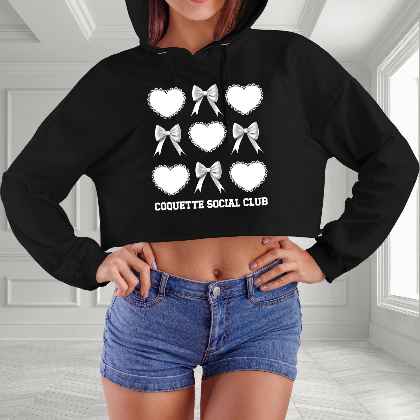 Coquette Social Club Crop Hoodie