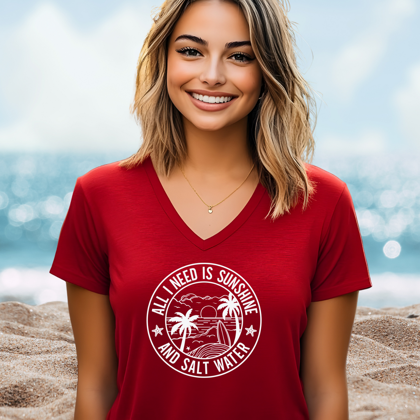 Sunshine and Saltwater V-Neck Tee