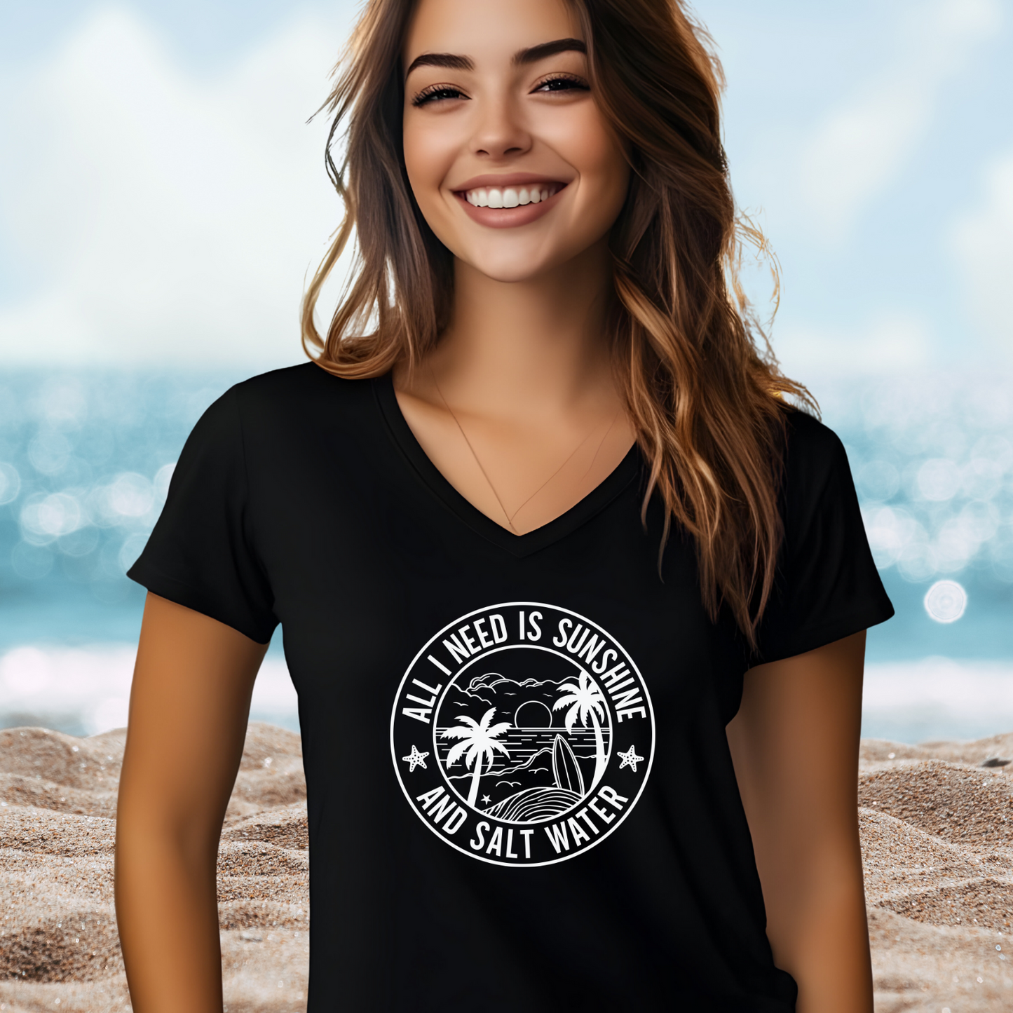 Sunshine and Saltwater V-Neck Tee