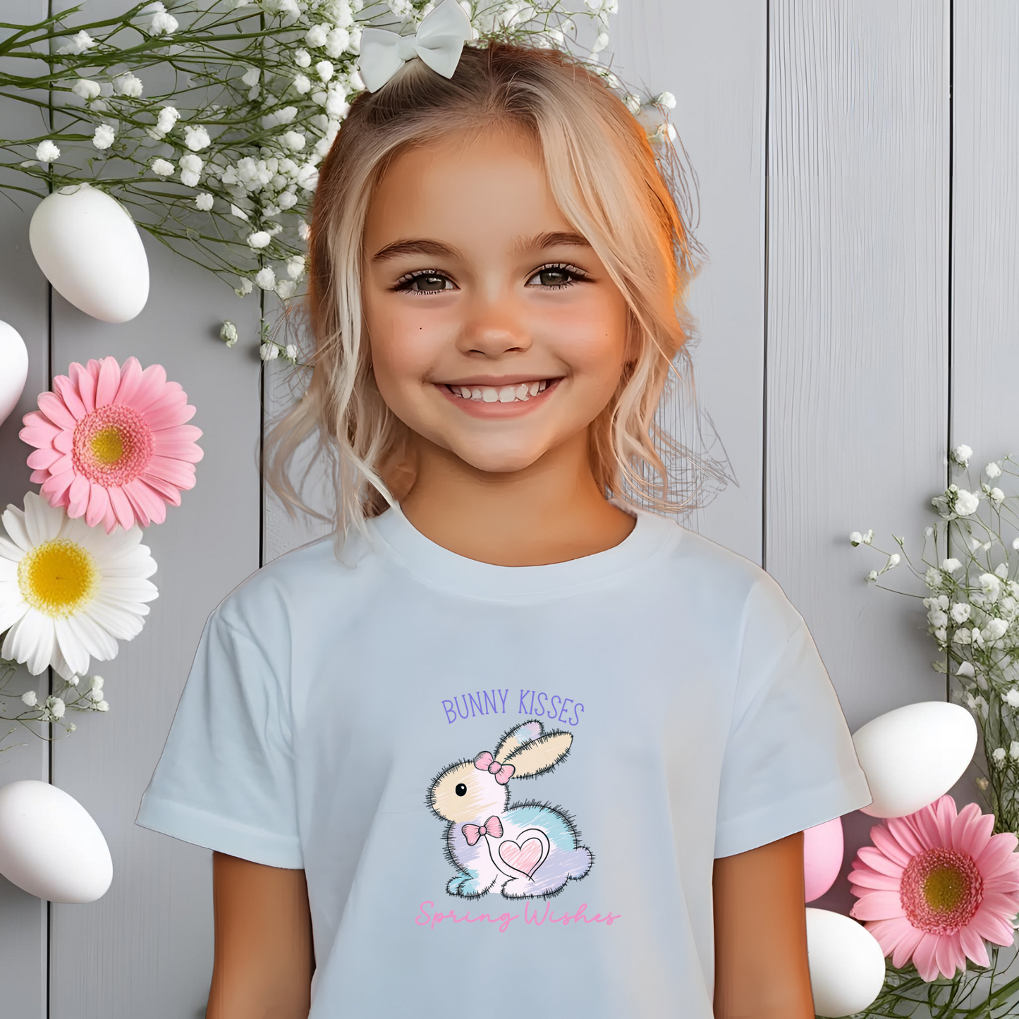 Bunny Kisses, Spring Wishes Kid's T-Shirt