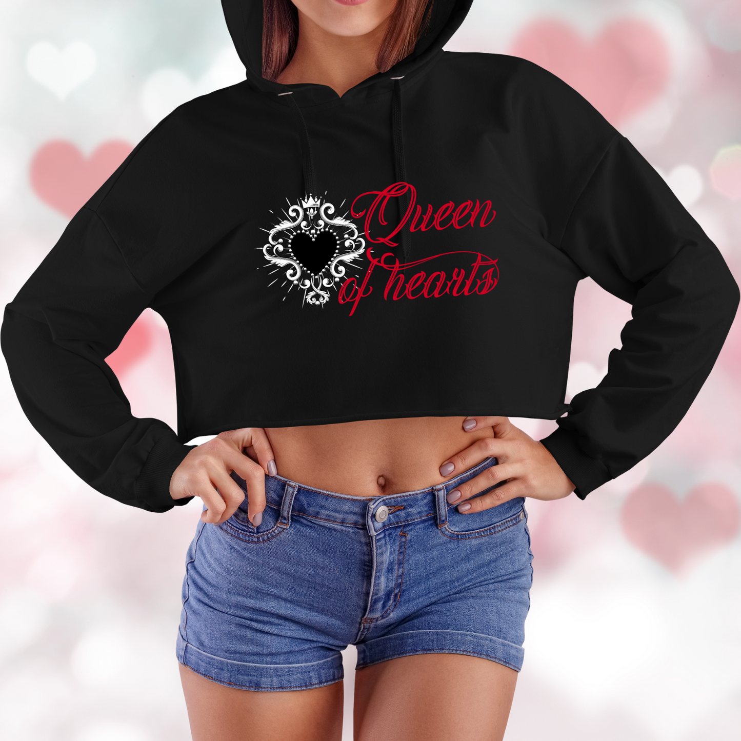 Queen of Hearts Crop Hoodie