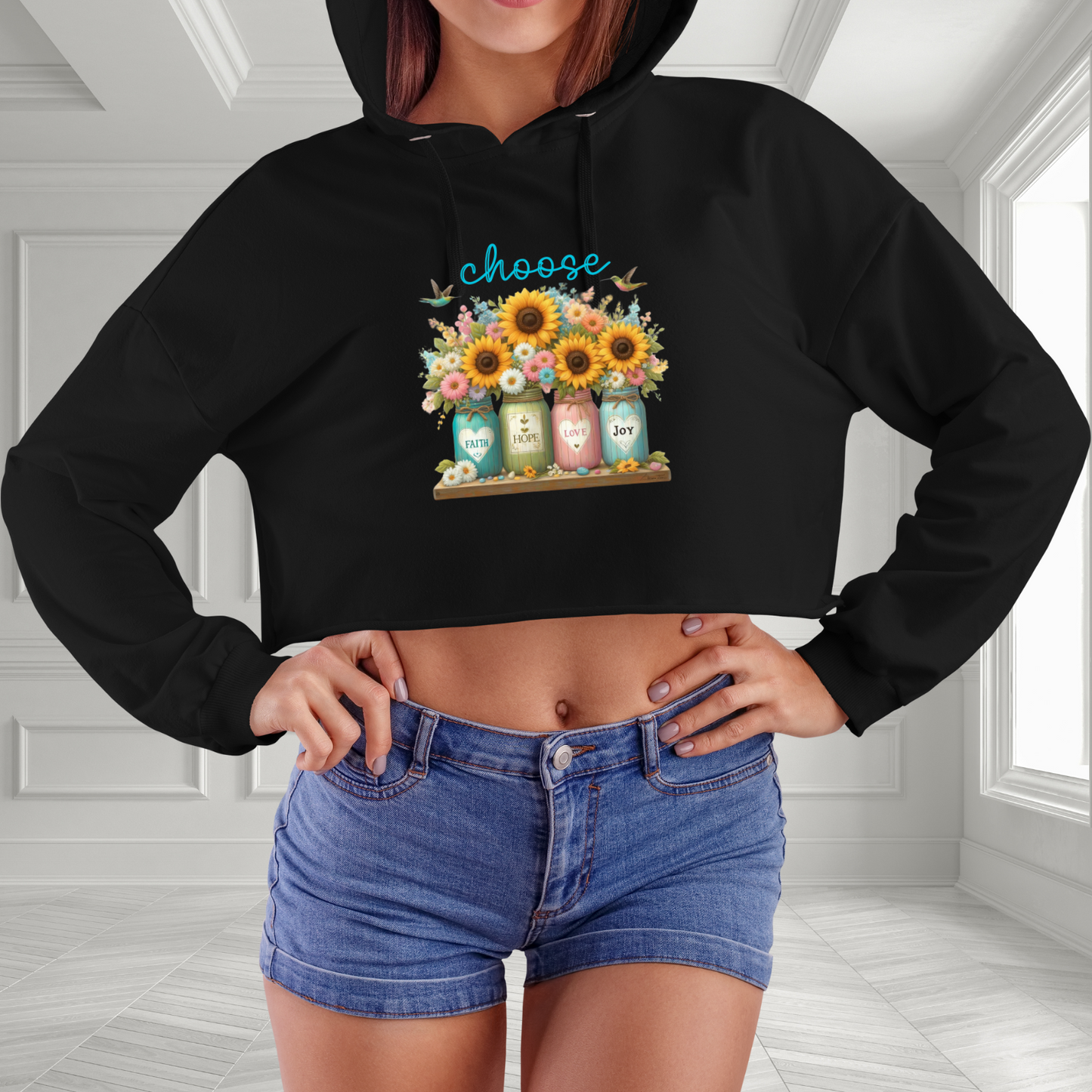 Choose Faith, Hope, Love, Joy Crop Hoodie