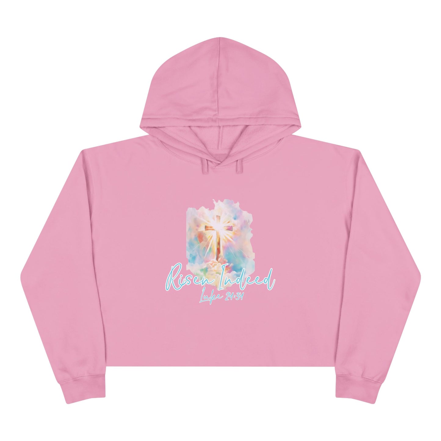 Risen Indeed Luke 24:34 Crop Hoodie