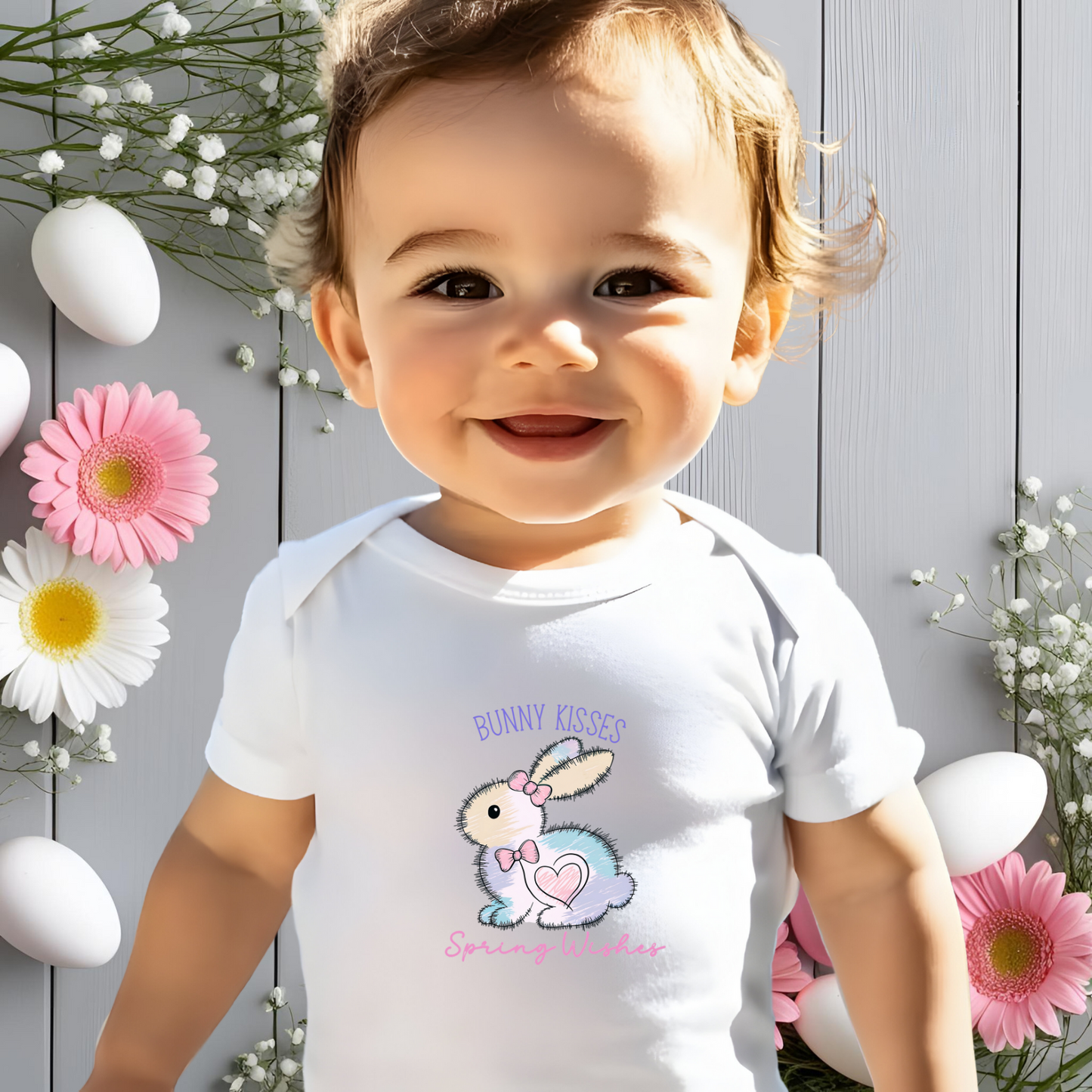 Bunny Kisses, Spring Wishes Infant Short Sleeve Onesie