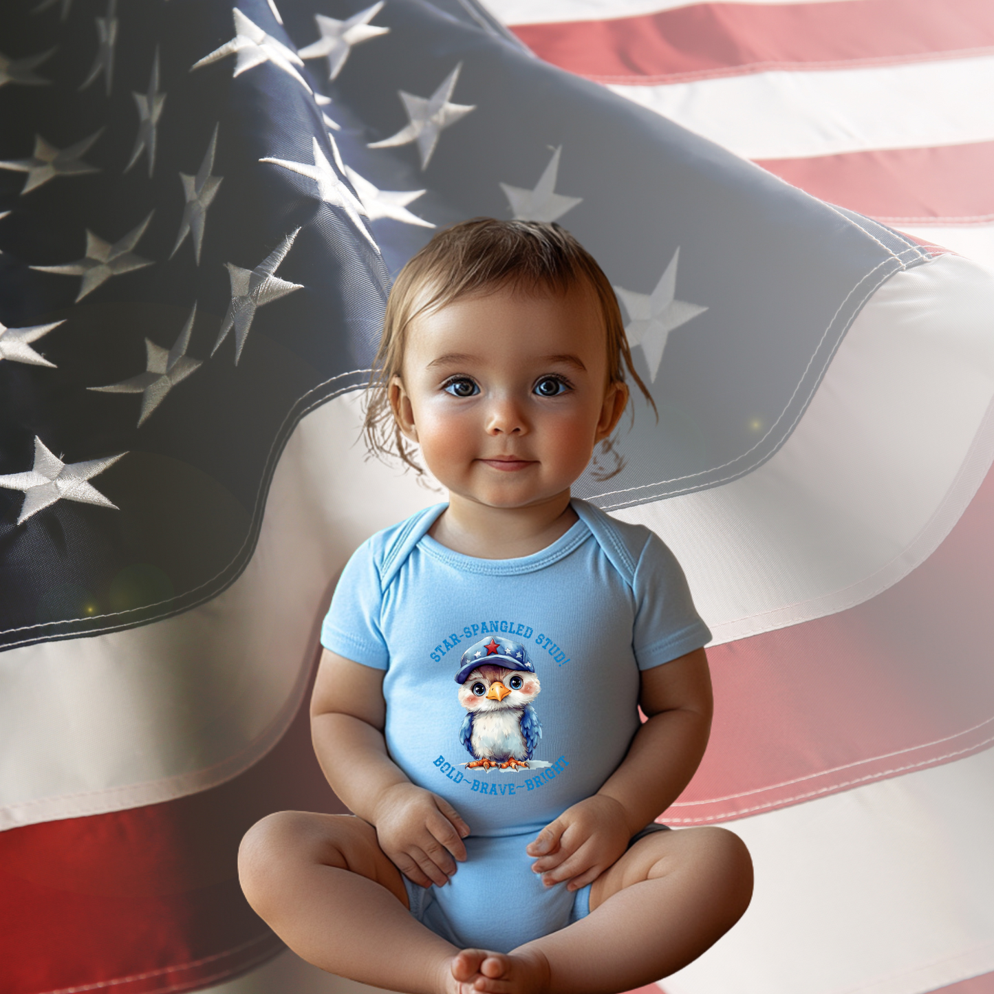 Star-Spangled Stud Infant Short Sleeve Onesie