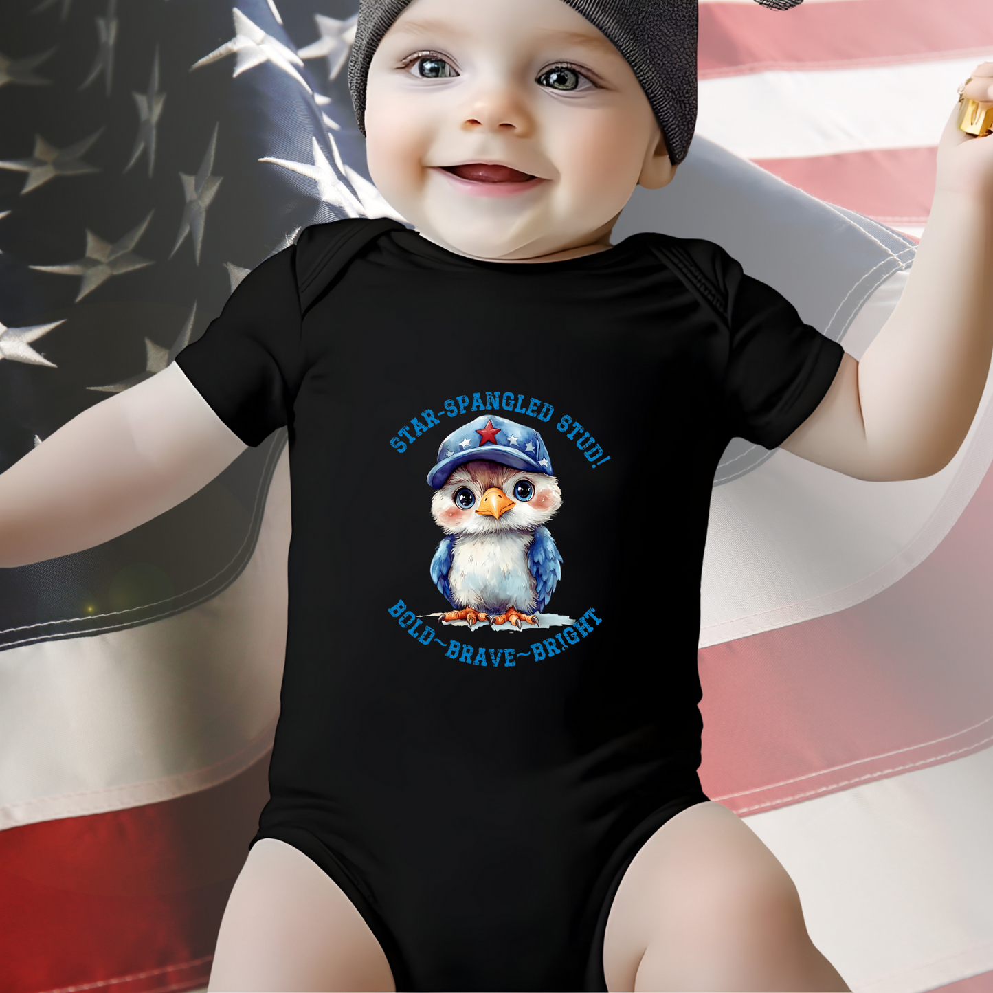 Star-Spangled Stud Infant Short Sleeve Onesie