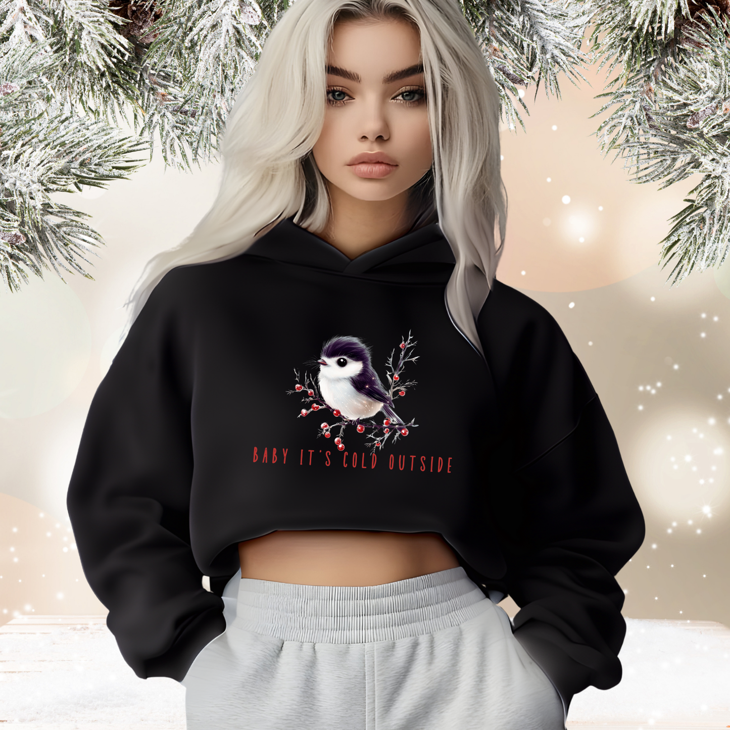 Baby It’s Cold Outside Crop Hoodie