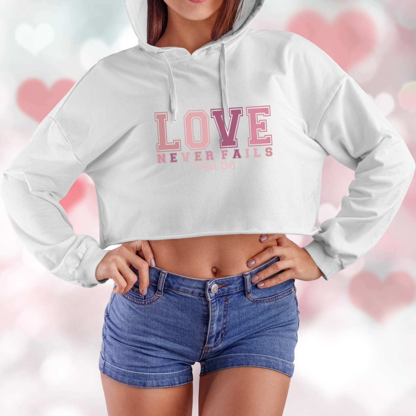 Love Never Fails Crop Hoodie