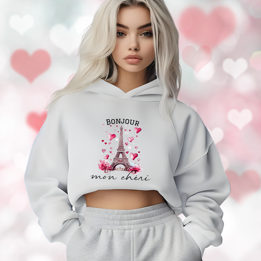 Bonjour Mon Chéri Crop Hoodie