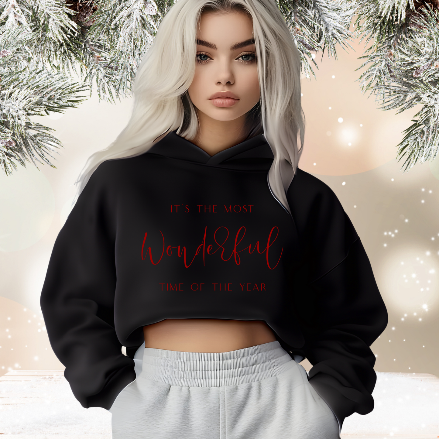 Most Wonderful Time Of The Year Crop Hoodie