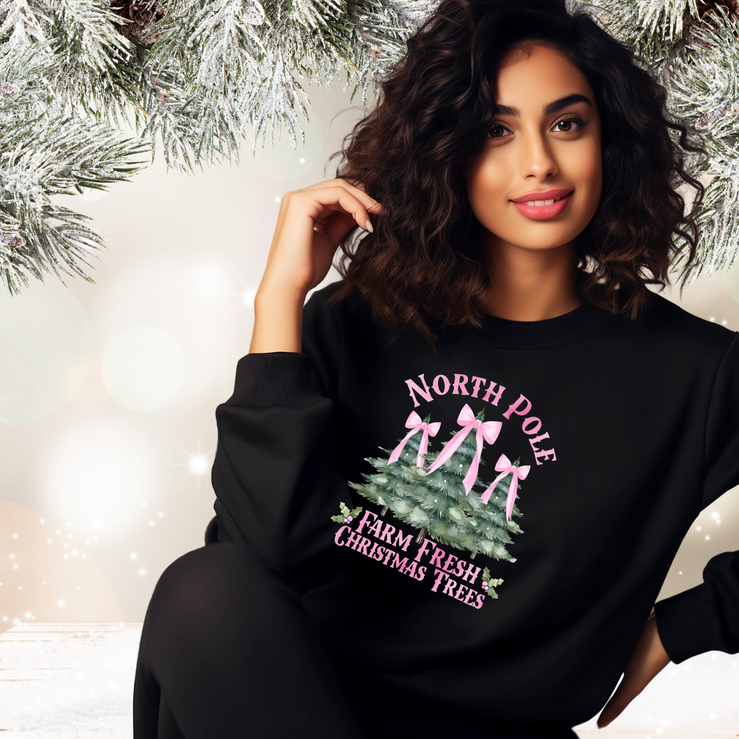 North Pole Christmas Trees Crewneck Sweatshirt