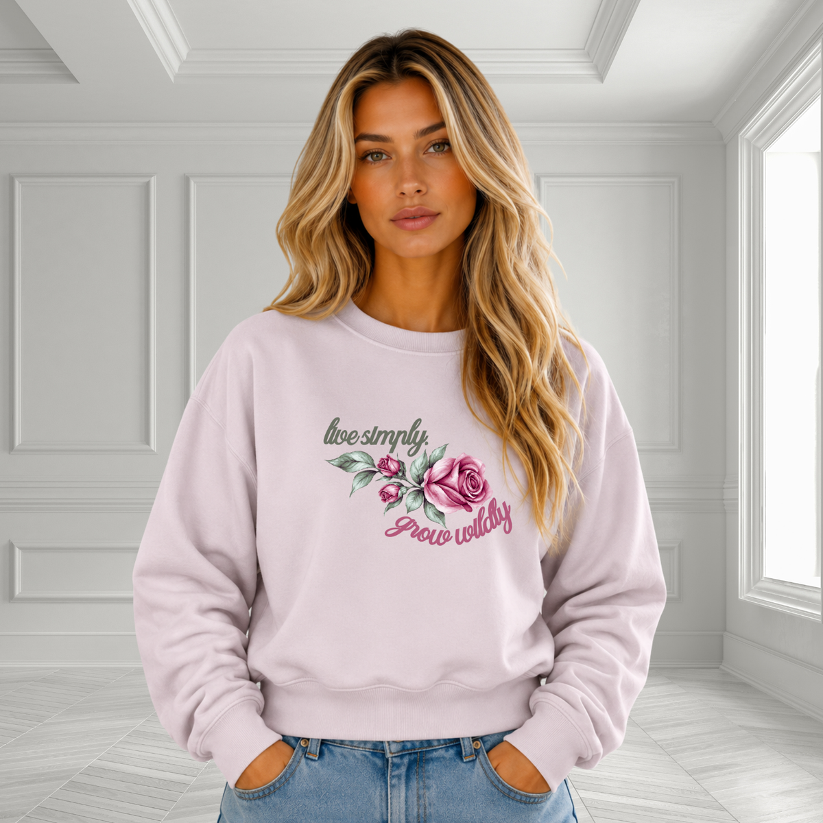 Live Simply, Grow Wildly Crewneck Sweatshirt