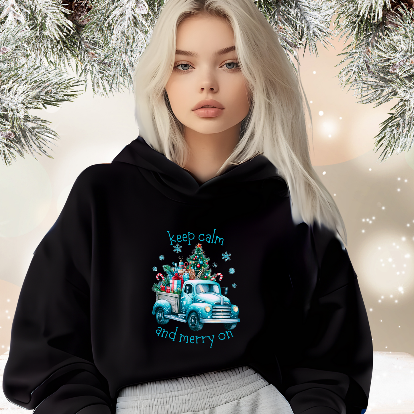 Keep Calm And Merry On Crop Hoodie