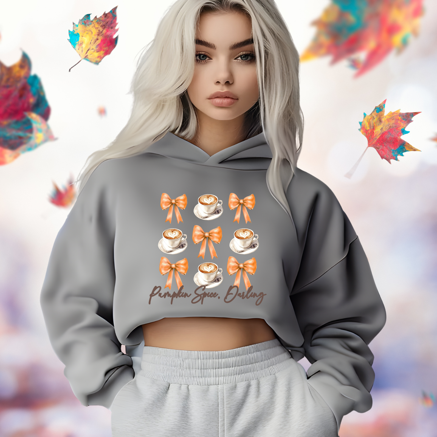 Pumpkin Spice, Darling Crop Hoodie
