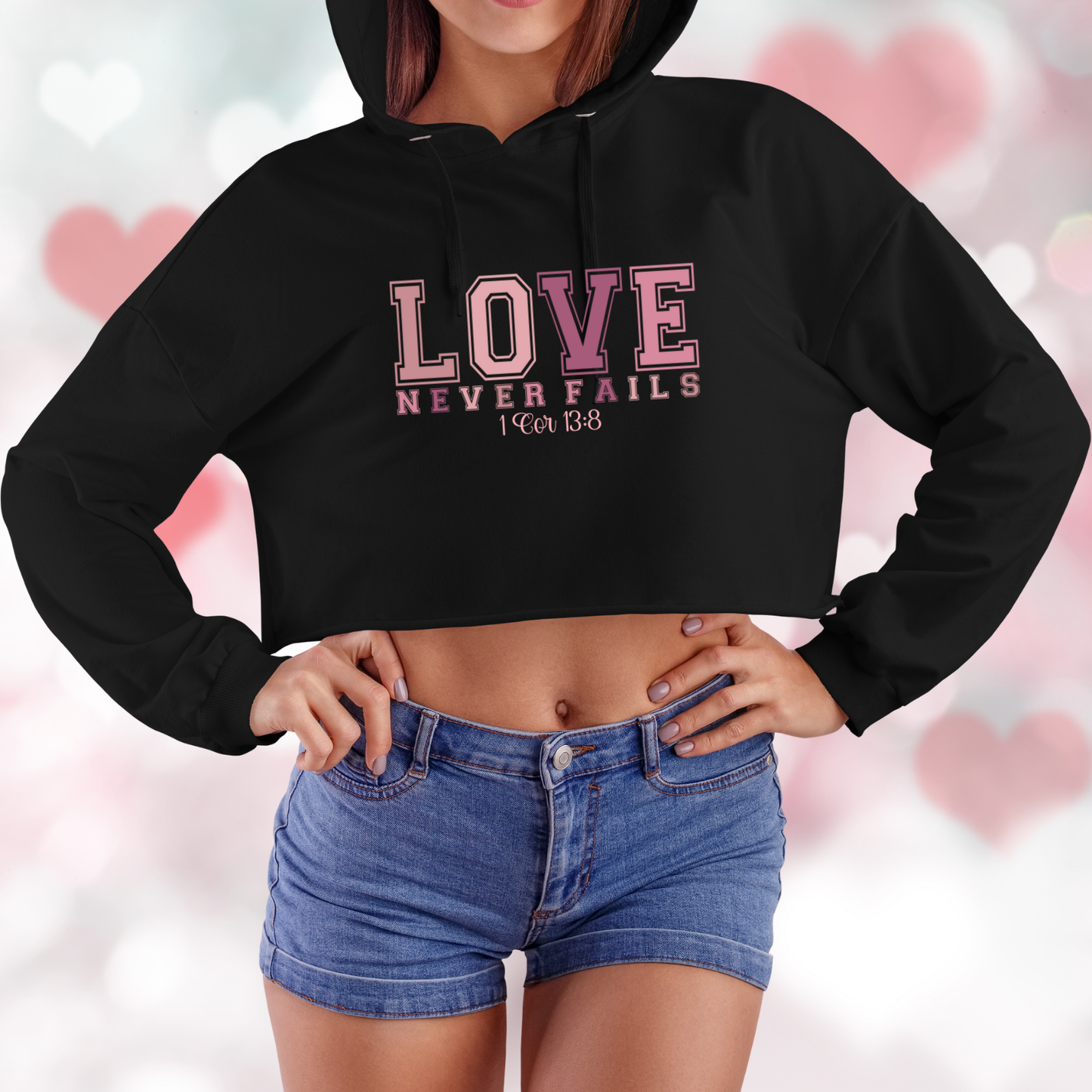 Love Never Fails Crop Hoodie