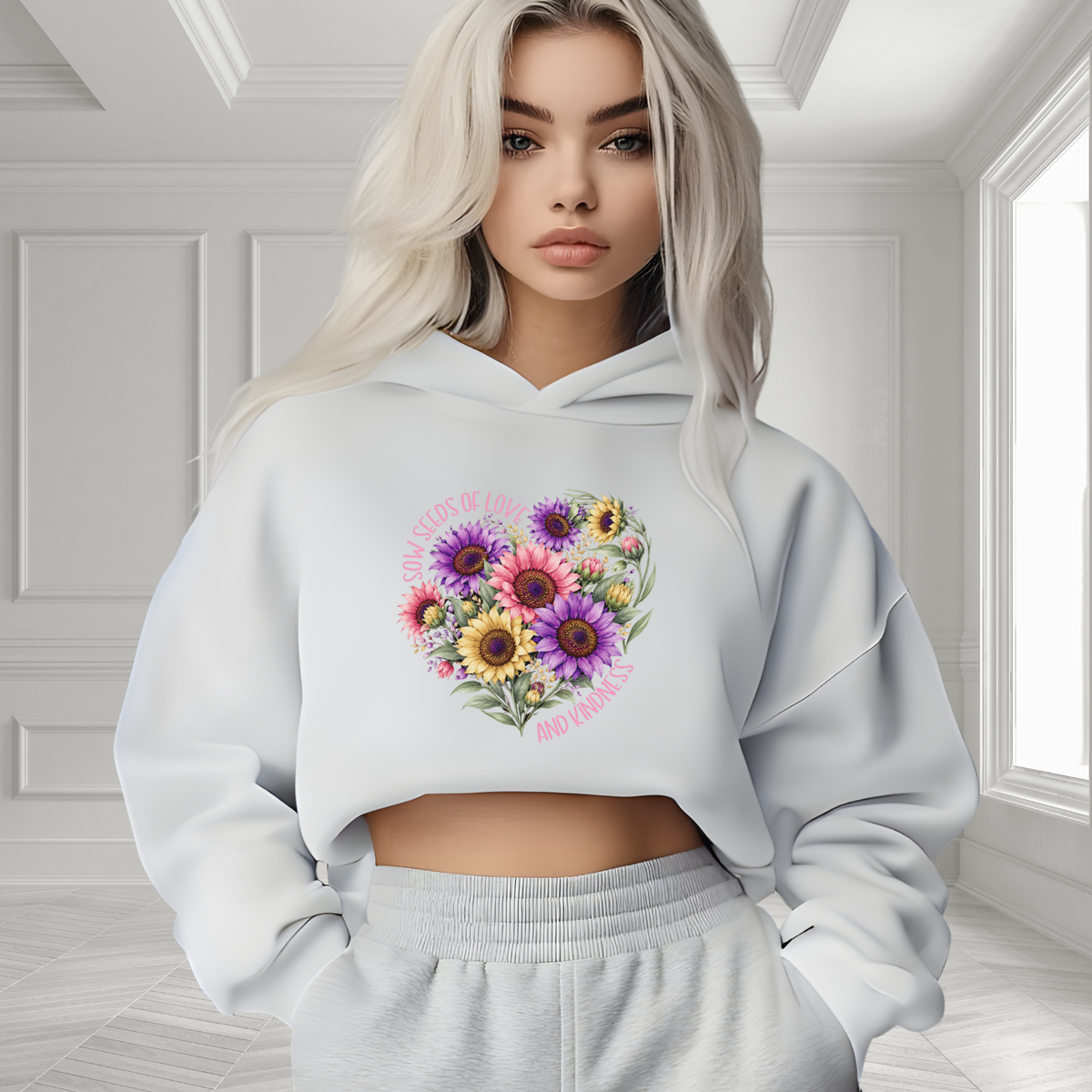 Sow Seeds Of Love And Kindness Crop Hoodie