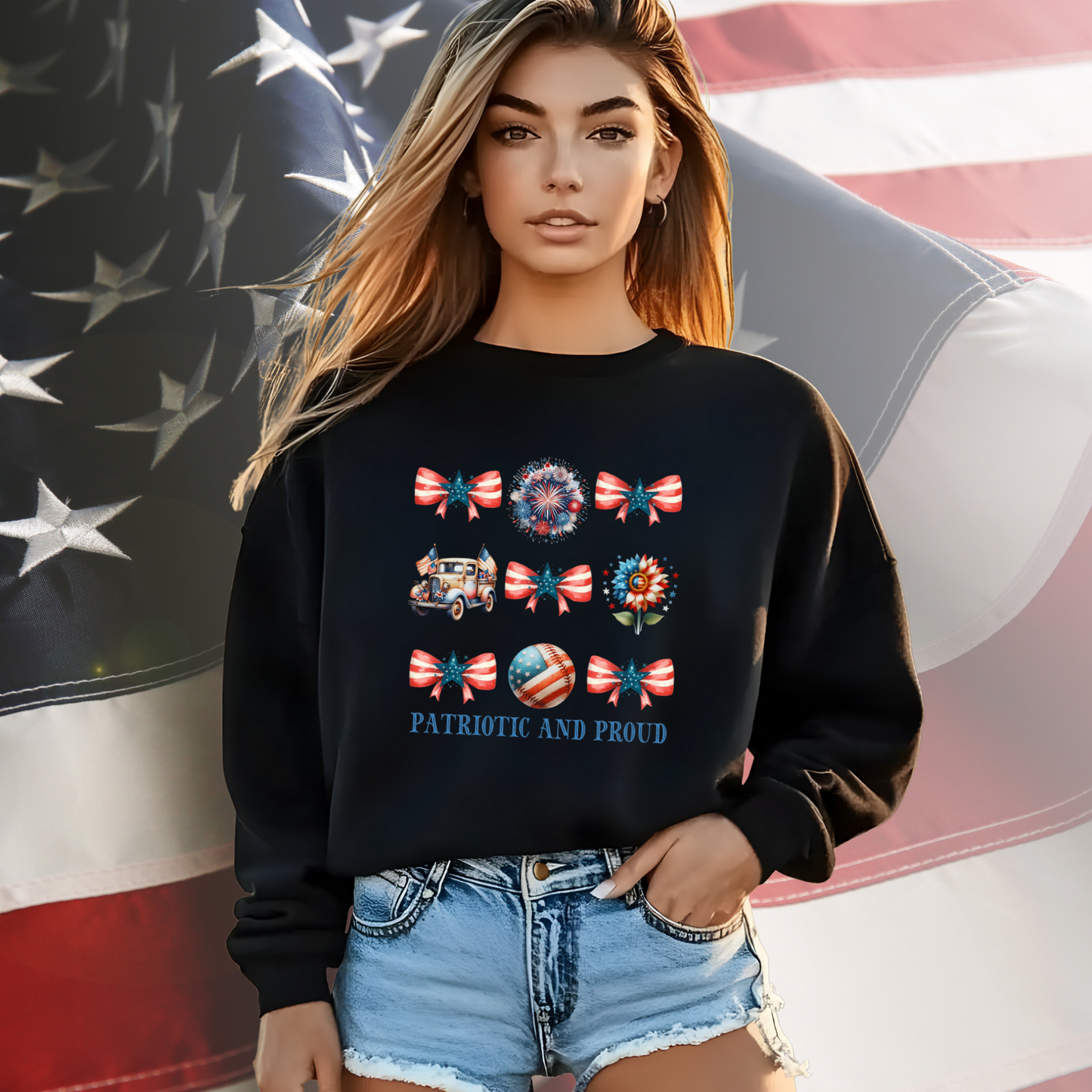 Patriotic And Proud Crewneck Sweatshirt