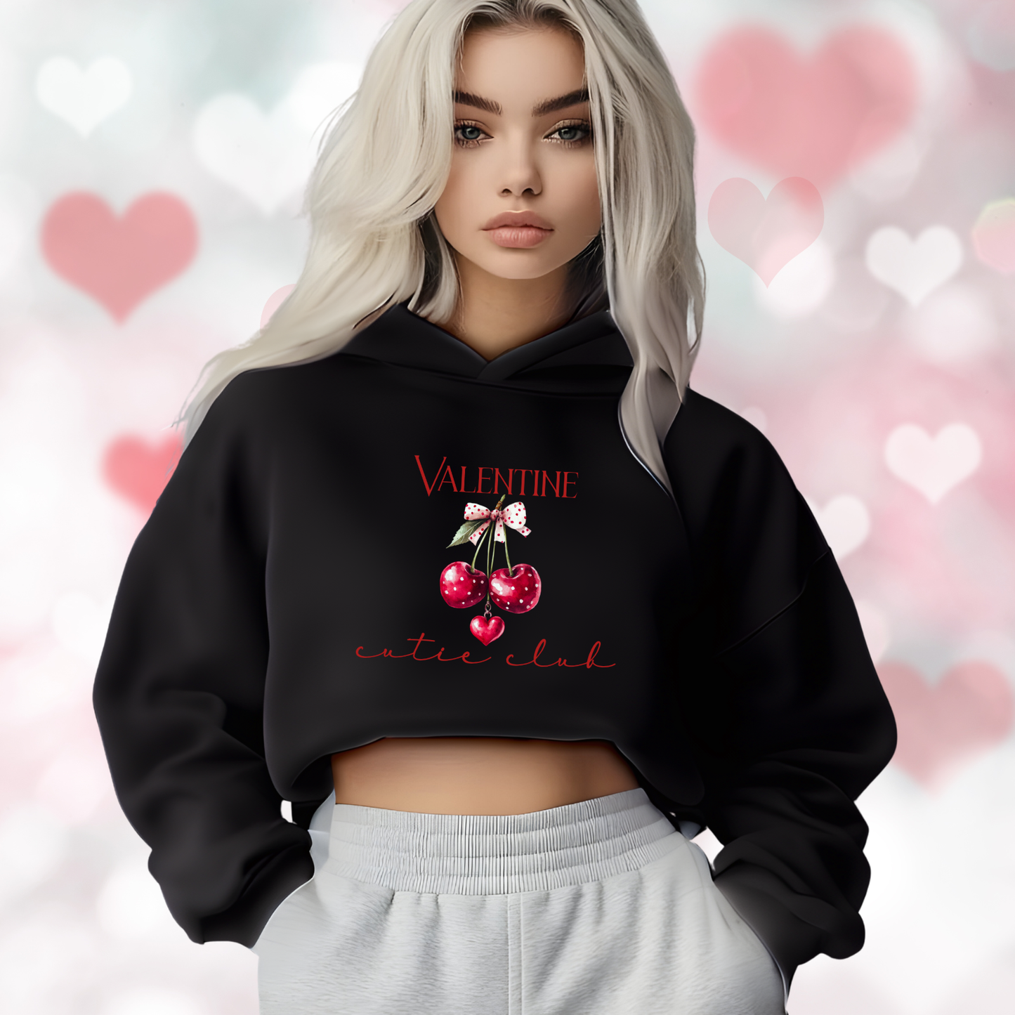 Valentine Cutie Club Crop Hoodie