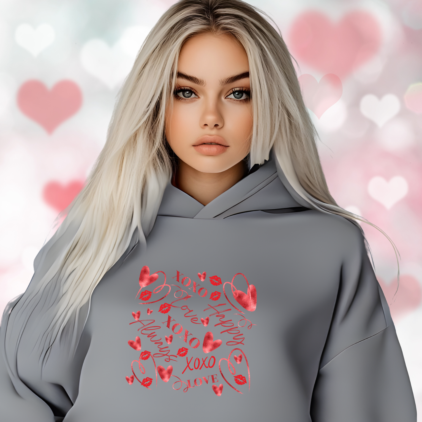 Valentine Word Art Crop Hoodie