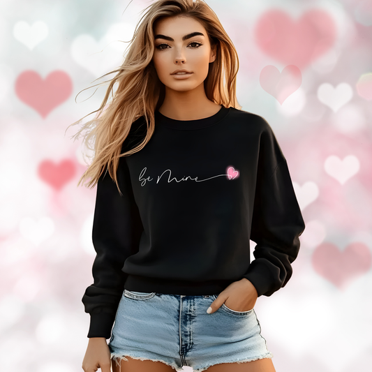 Be Mine Pink Heart Crewneck Sweatshirt