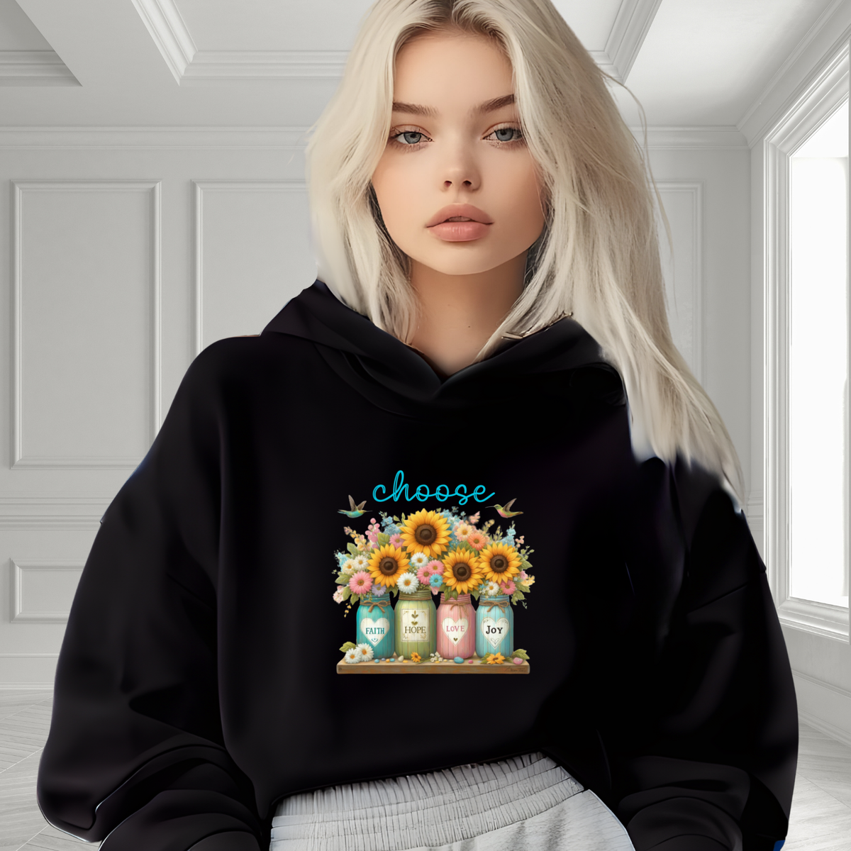 Choose Faith, Hope, Love, Joy Crop Hoodie