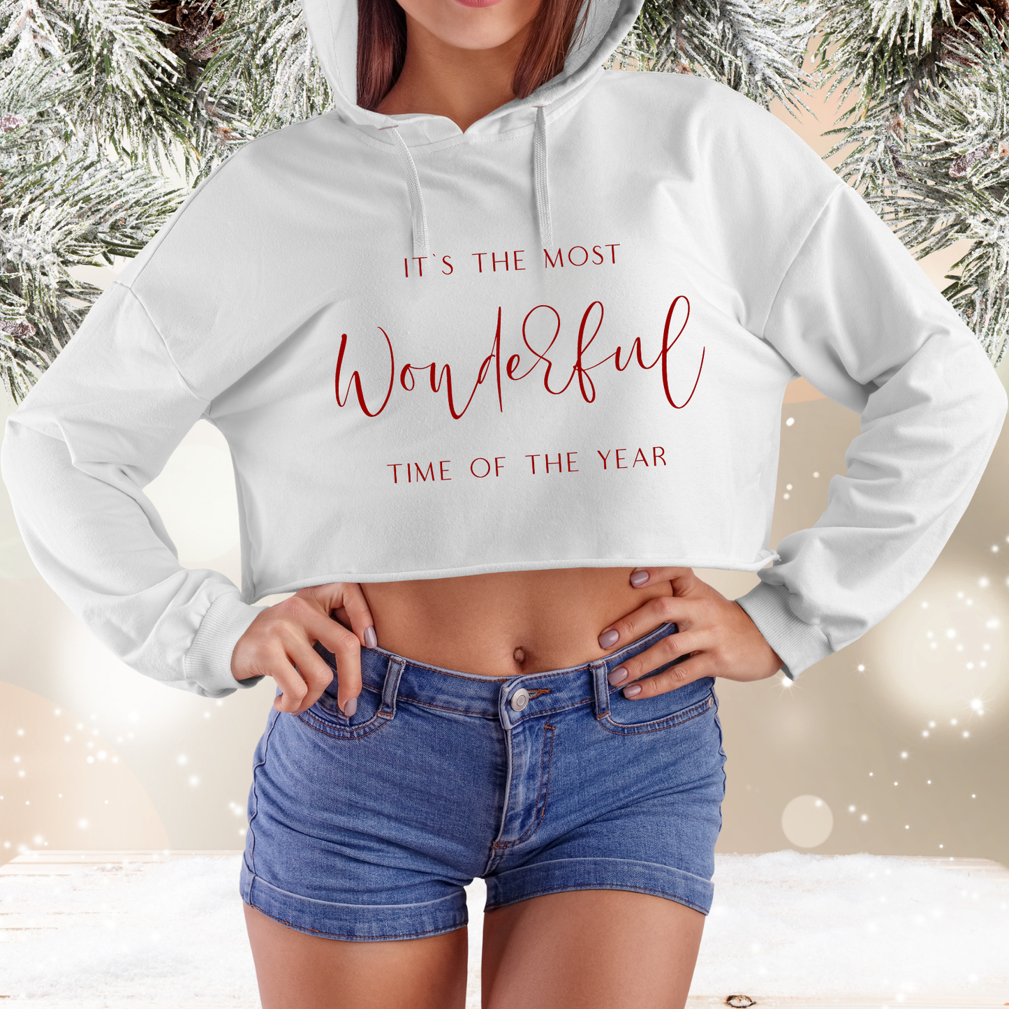 Most Wonderful Time Of The Year Crop Hoodie
