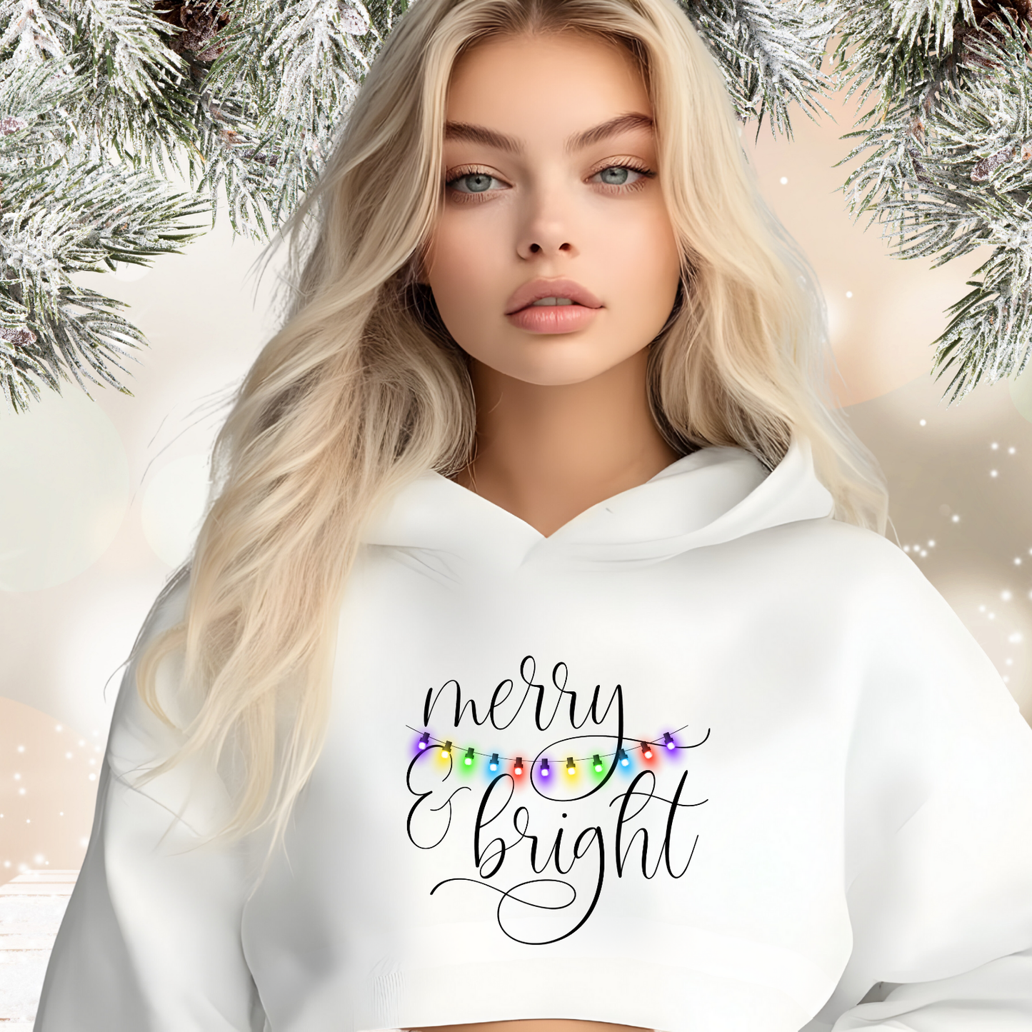 Merry & Bright Crop Hoodie