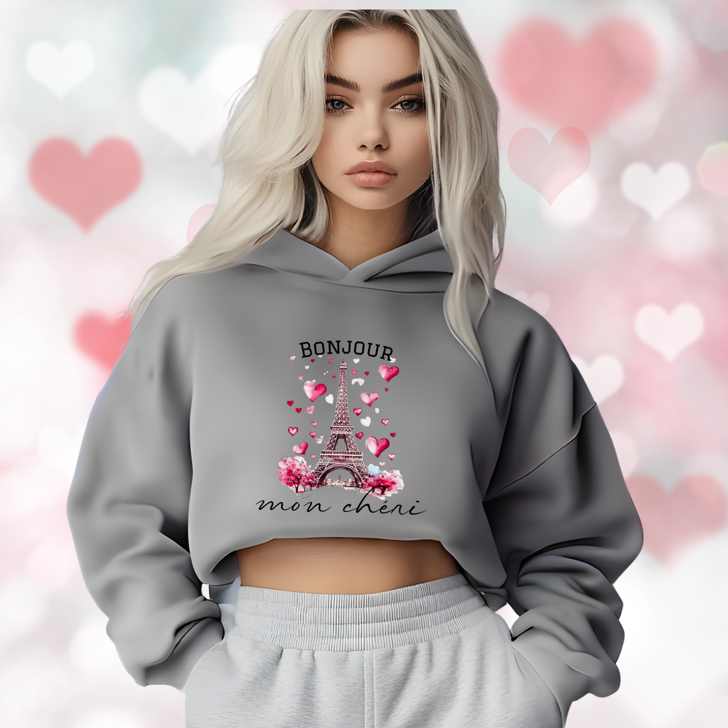 Bonjour Mon Chéri Crop Hoodie