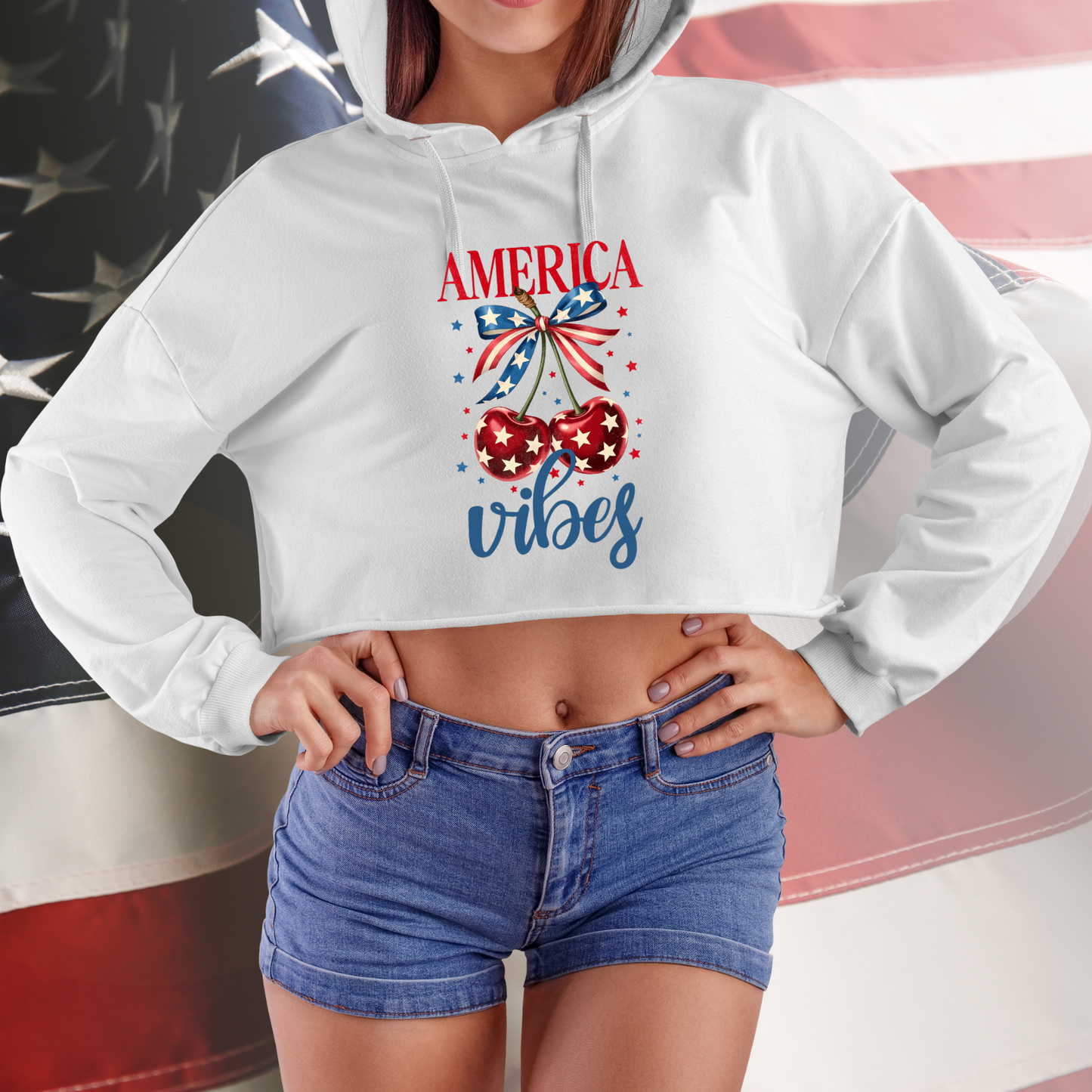 America Vibes Crop Hoodie