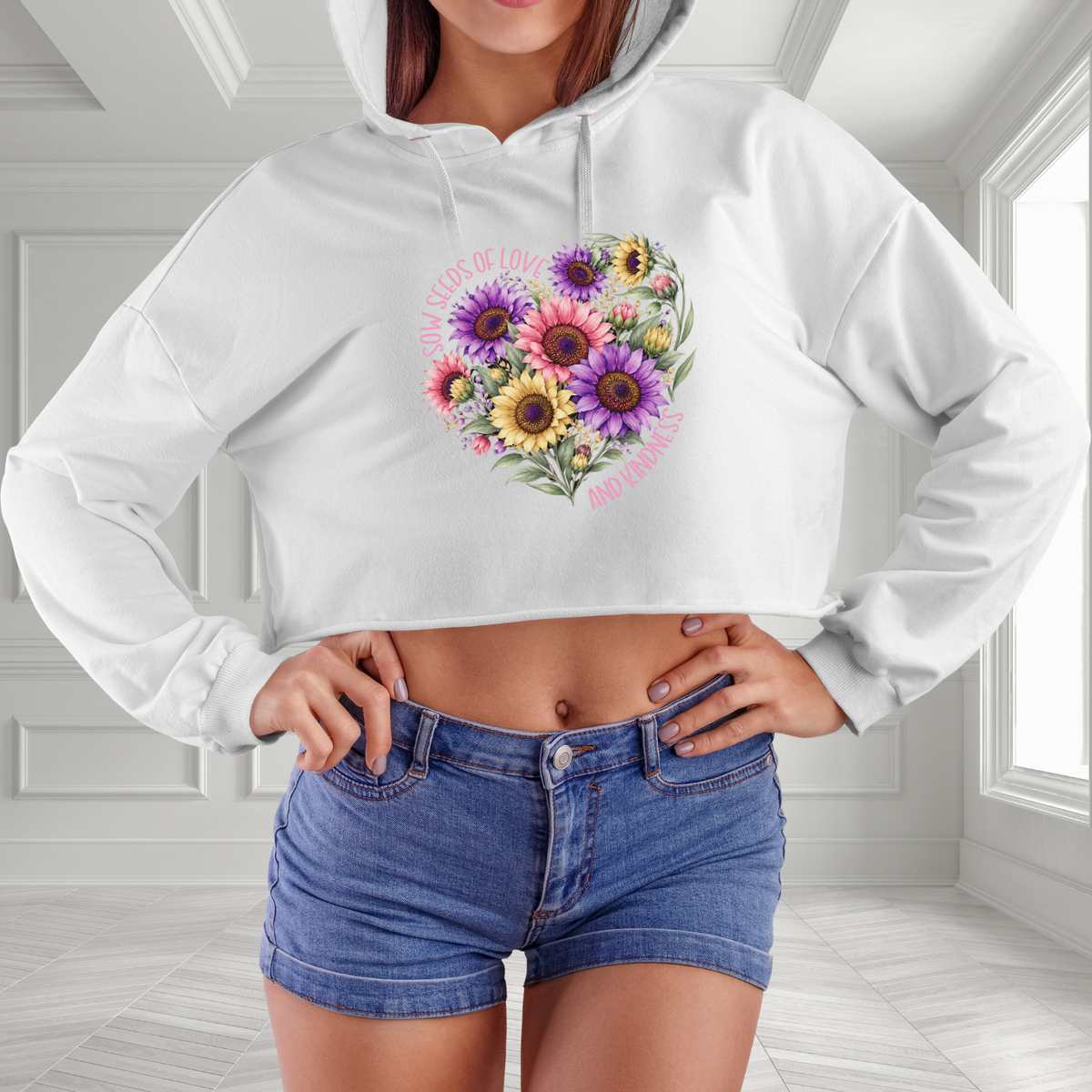 Sow Seeds Of Love And Kindness Crop Hoodie