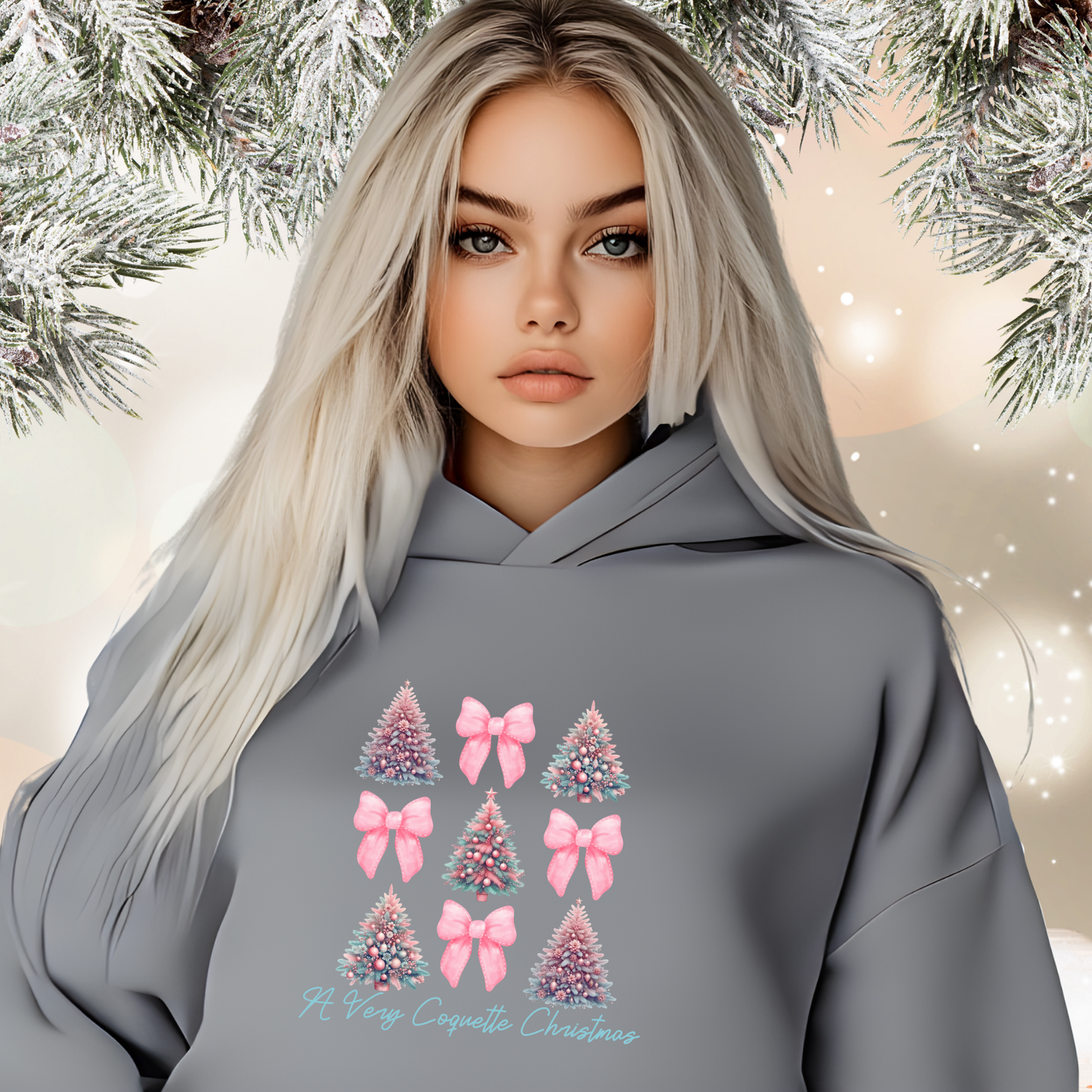A Very Coquette Christmas Crop Hoodie