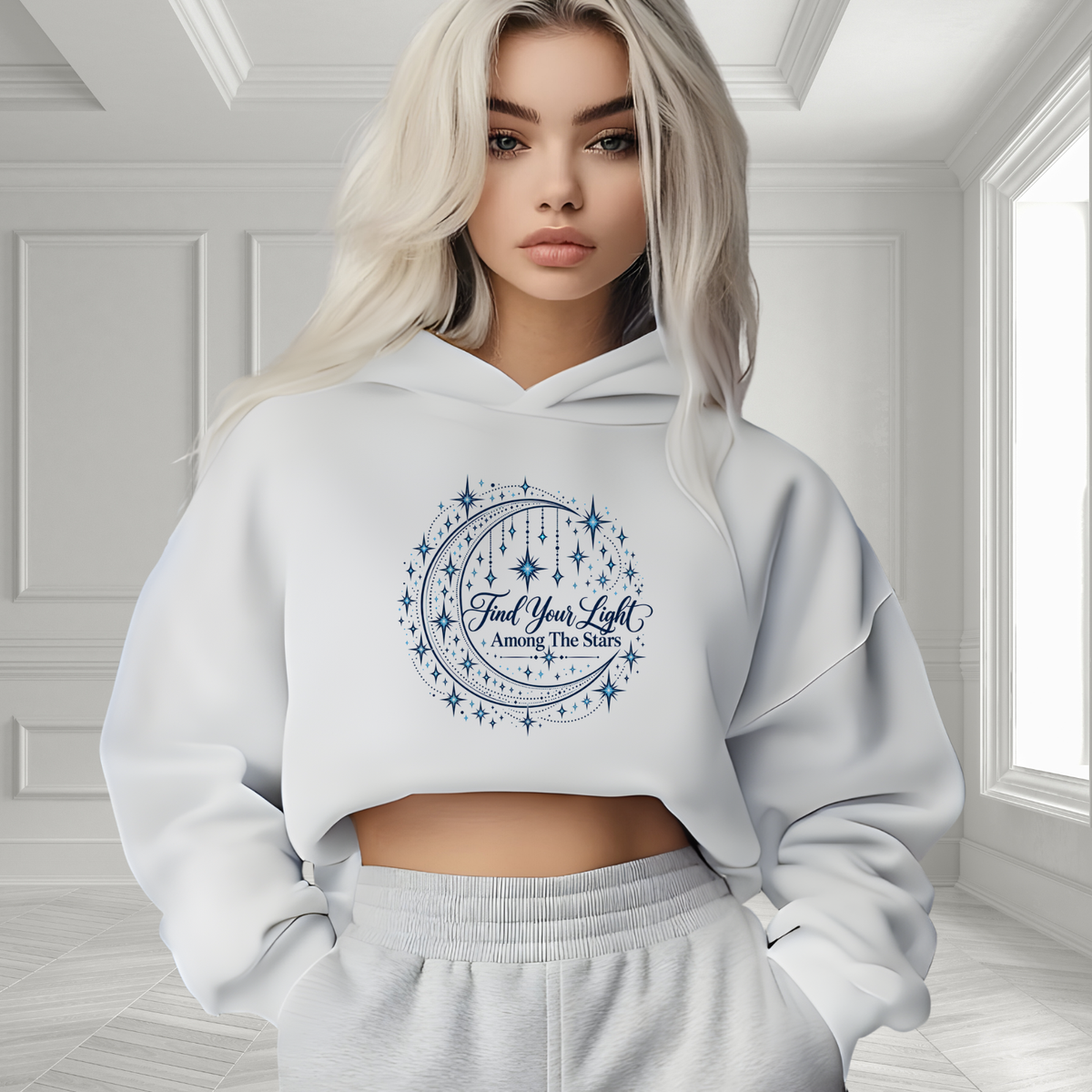 Find Your Light Among The Stars Crop Hoodie