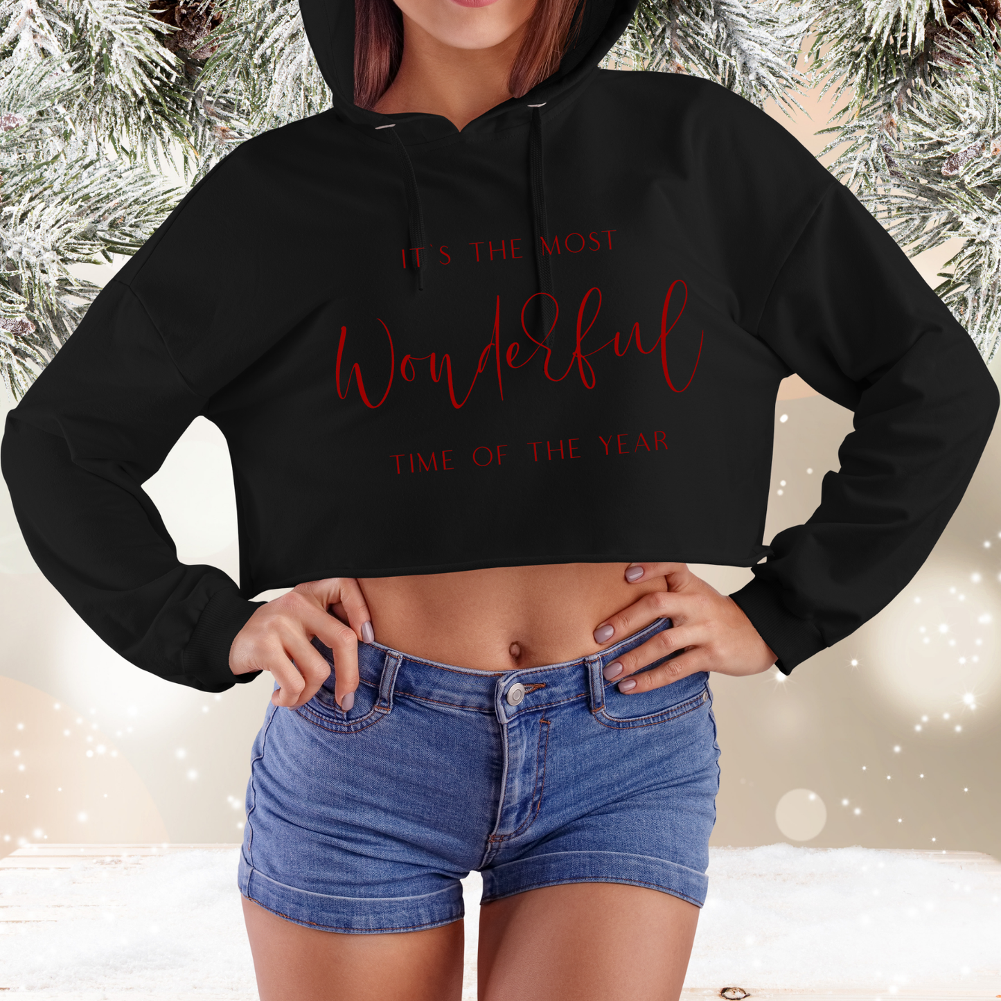 Most Wonderful Time Of The Year Crop Hoodie