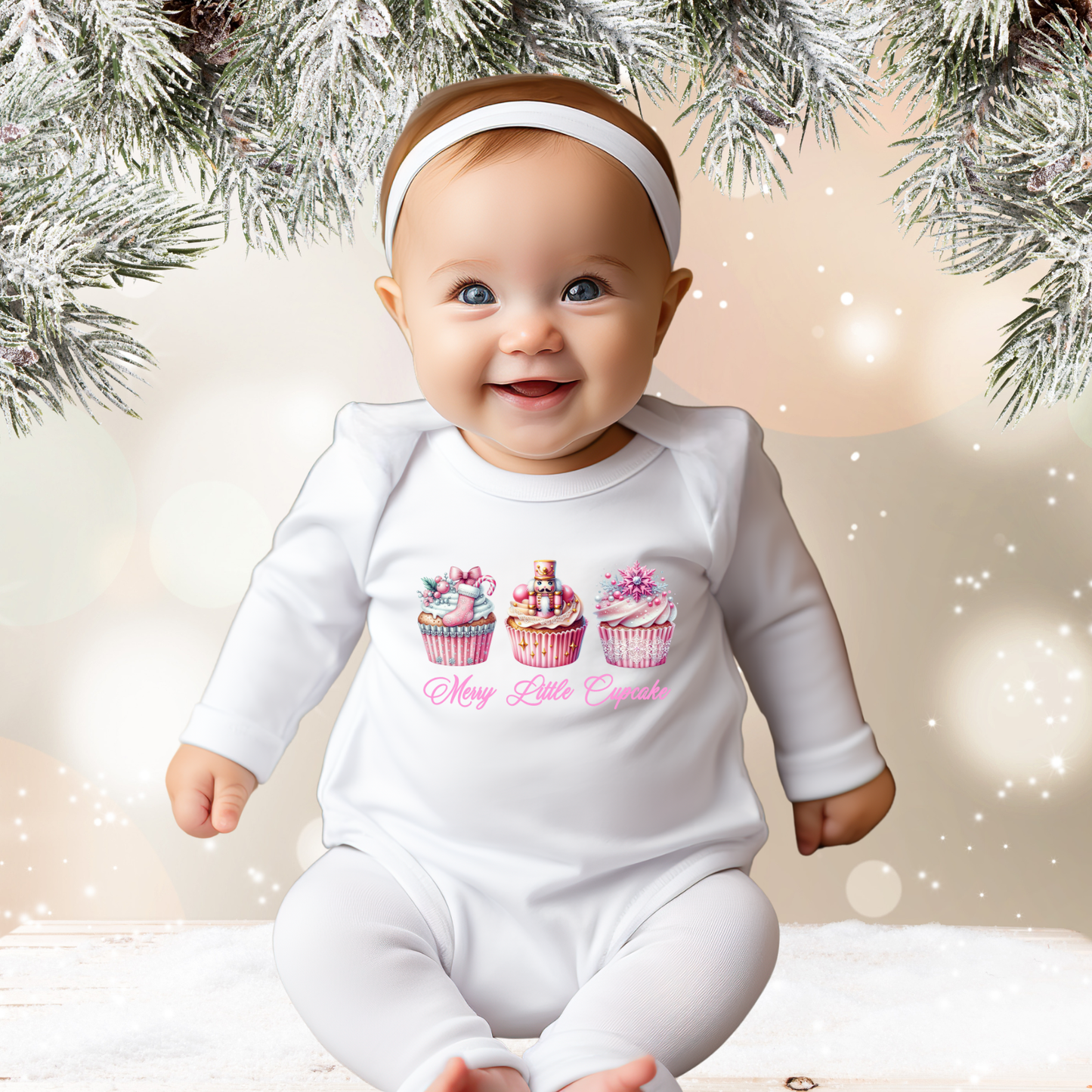 Merry Little Cupcake Infant Long Sleeve Onesie