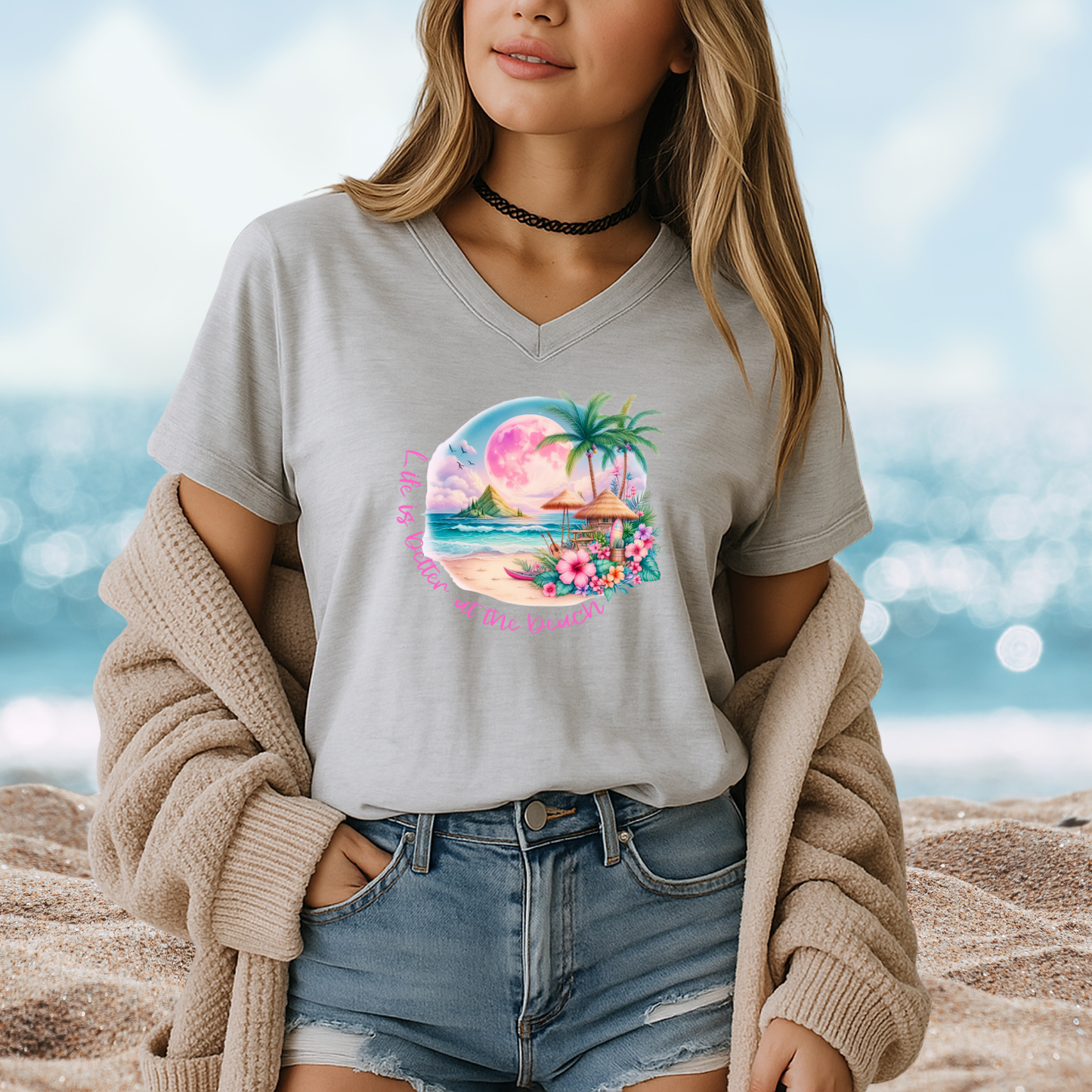 Life Is Better At The Beach V-Neck Tee