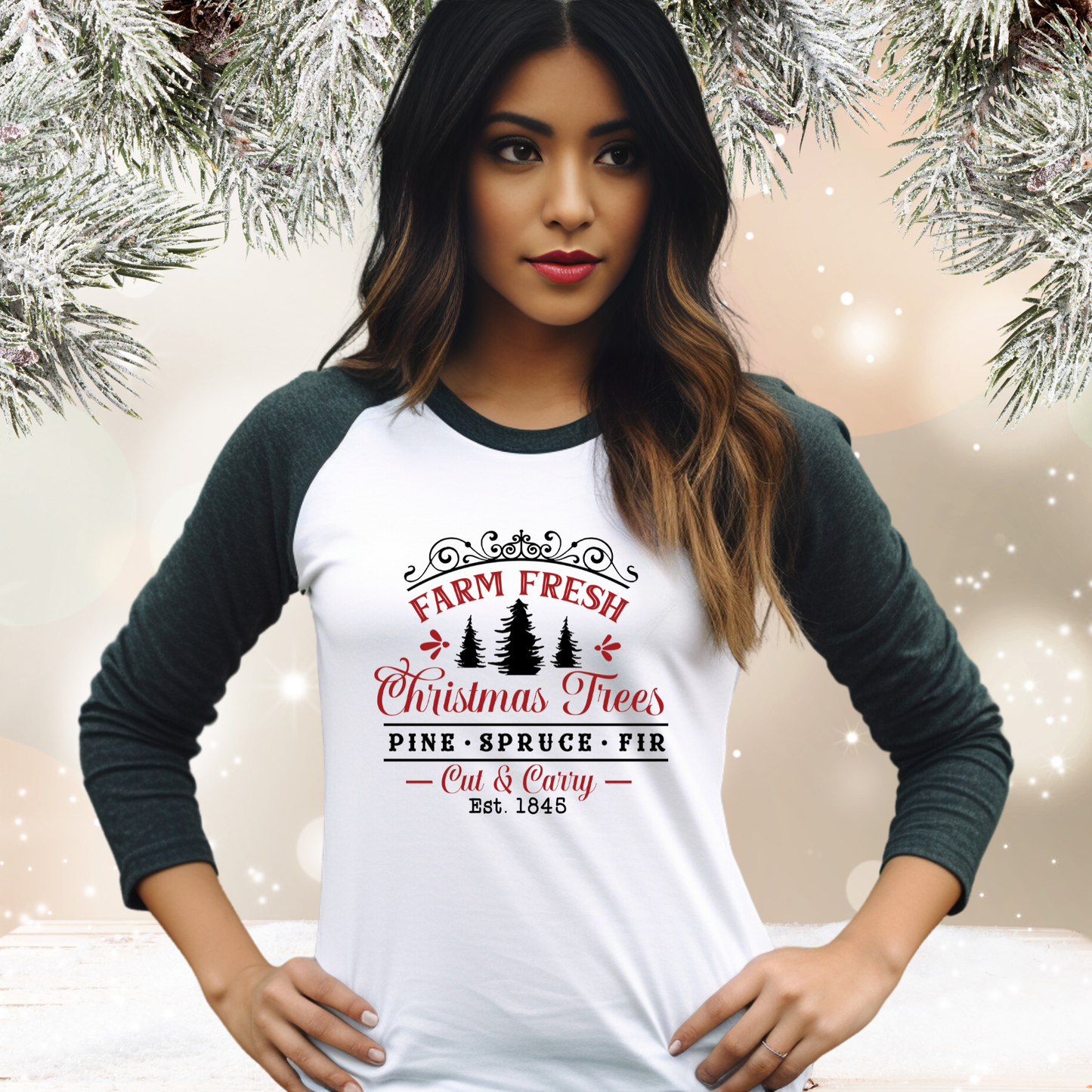 Farm Fresh Christmas Trees Baseball Tee