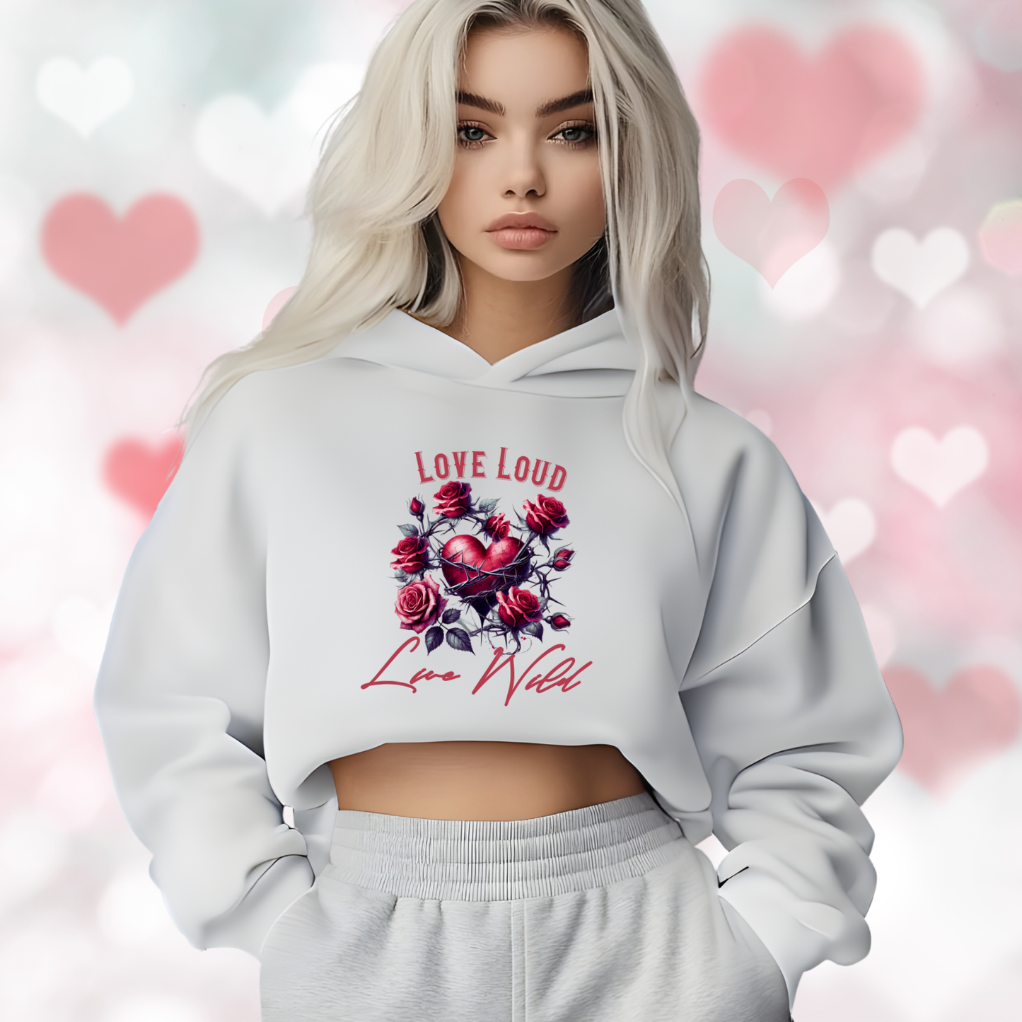 Love Loud Live Wild Crop Hoodie