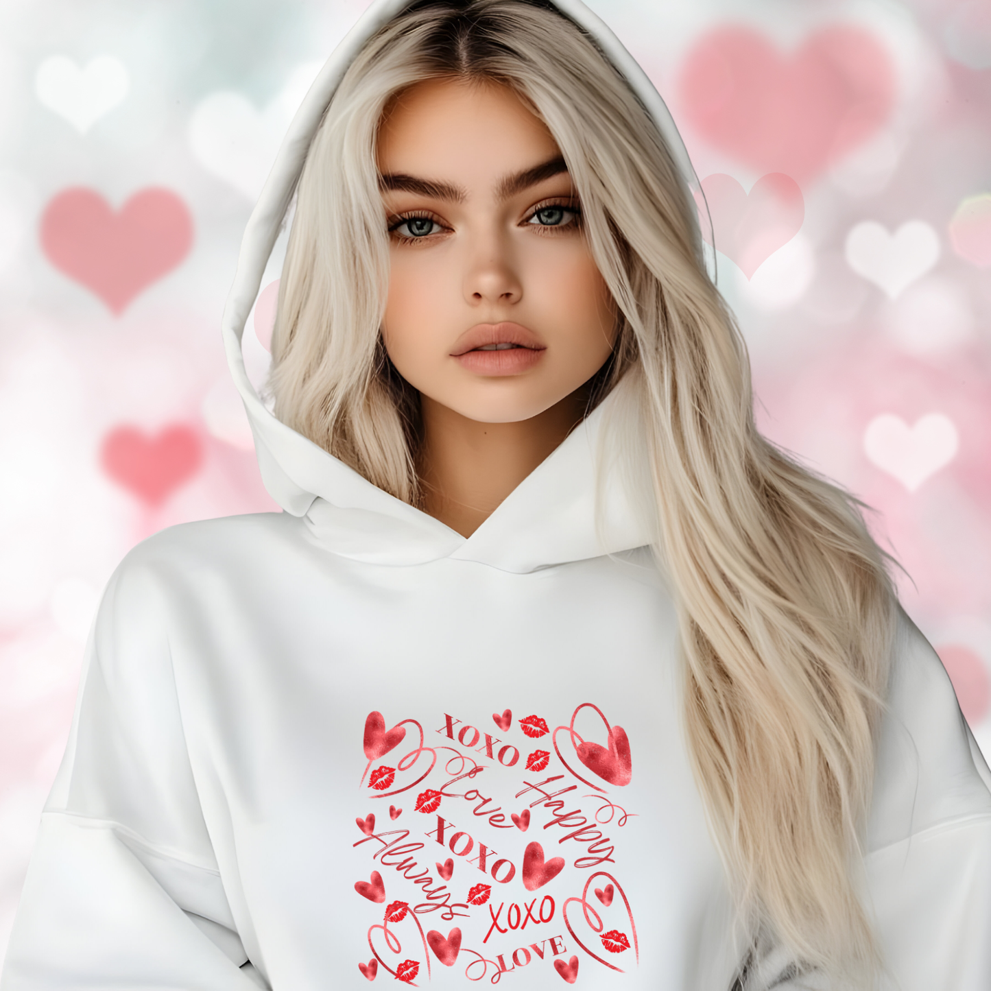Valentine Word Art Crop Hoodie