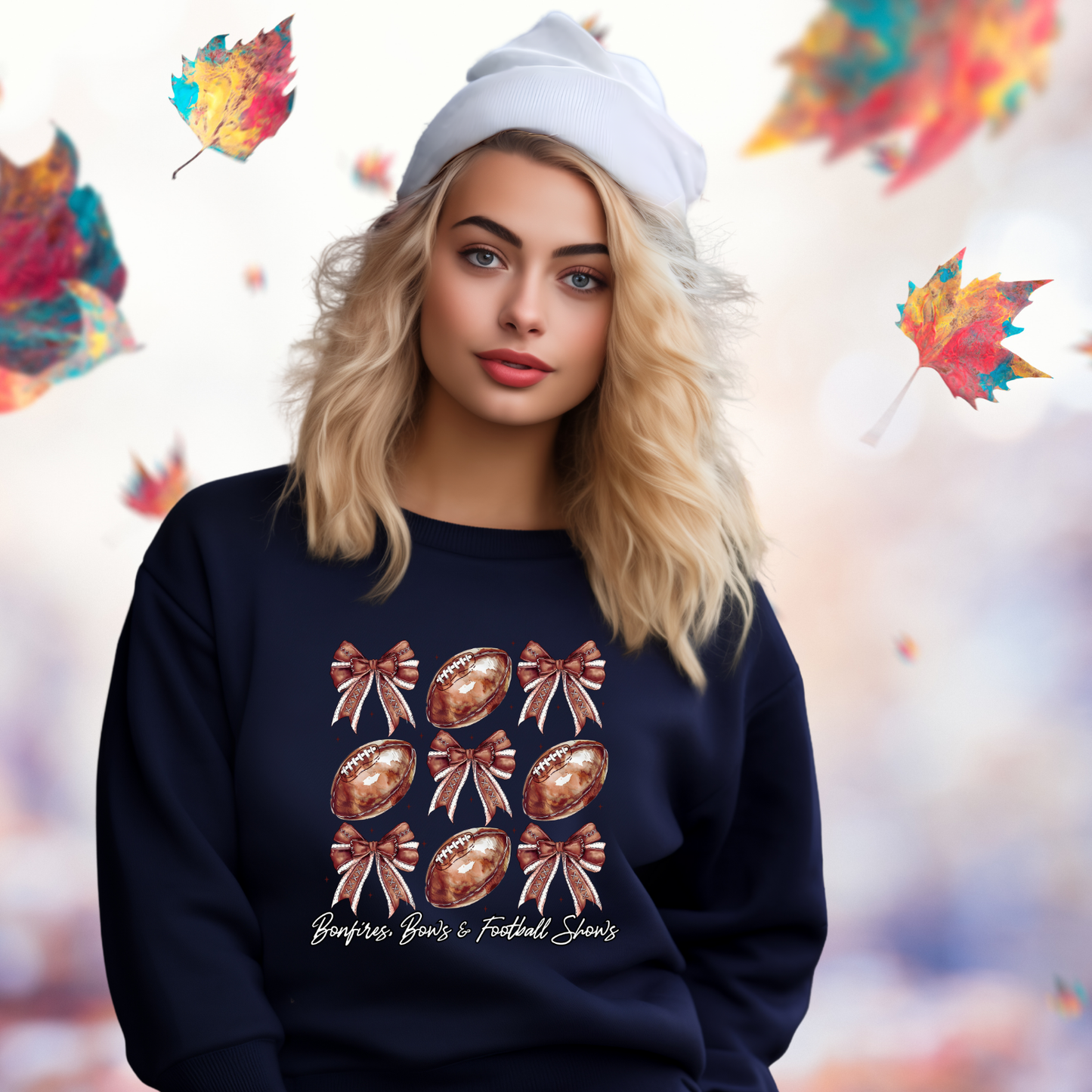 Bonfires, Bows, & Football Shows Crewneck Sweatshirt