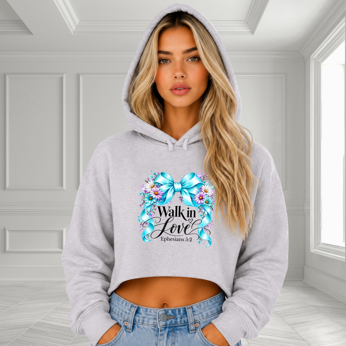 Walk In Love Ephesians 5:2 Crop Hoodie