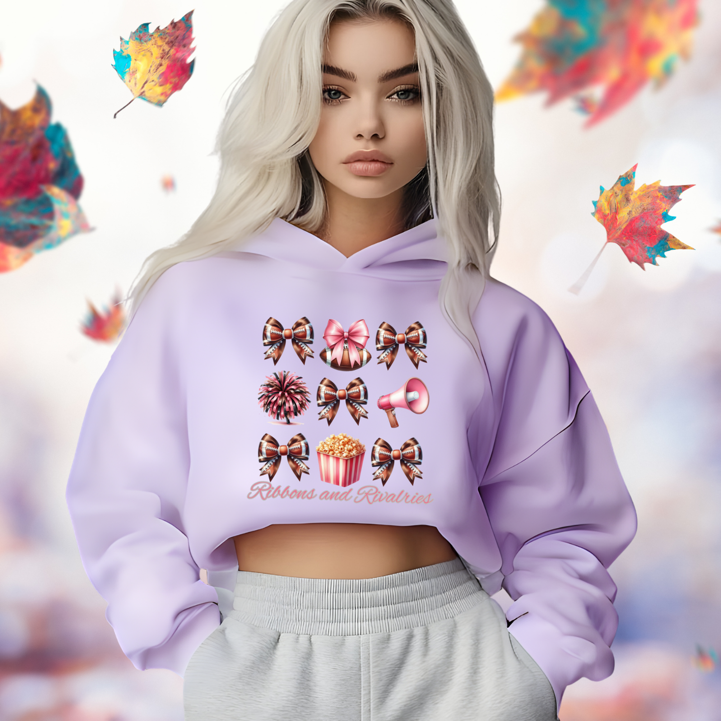 Ribbons & Rivalries Crop Hoodie