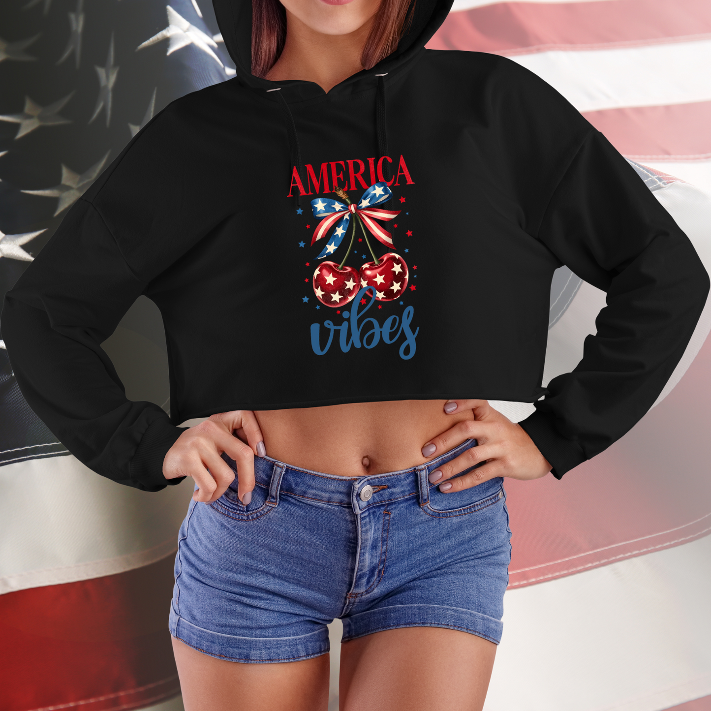 America Vibes Crop Hoodie