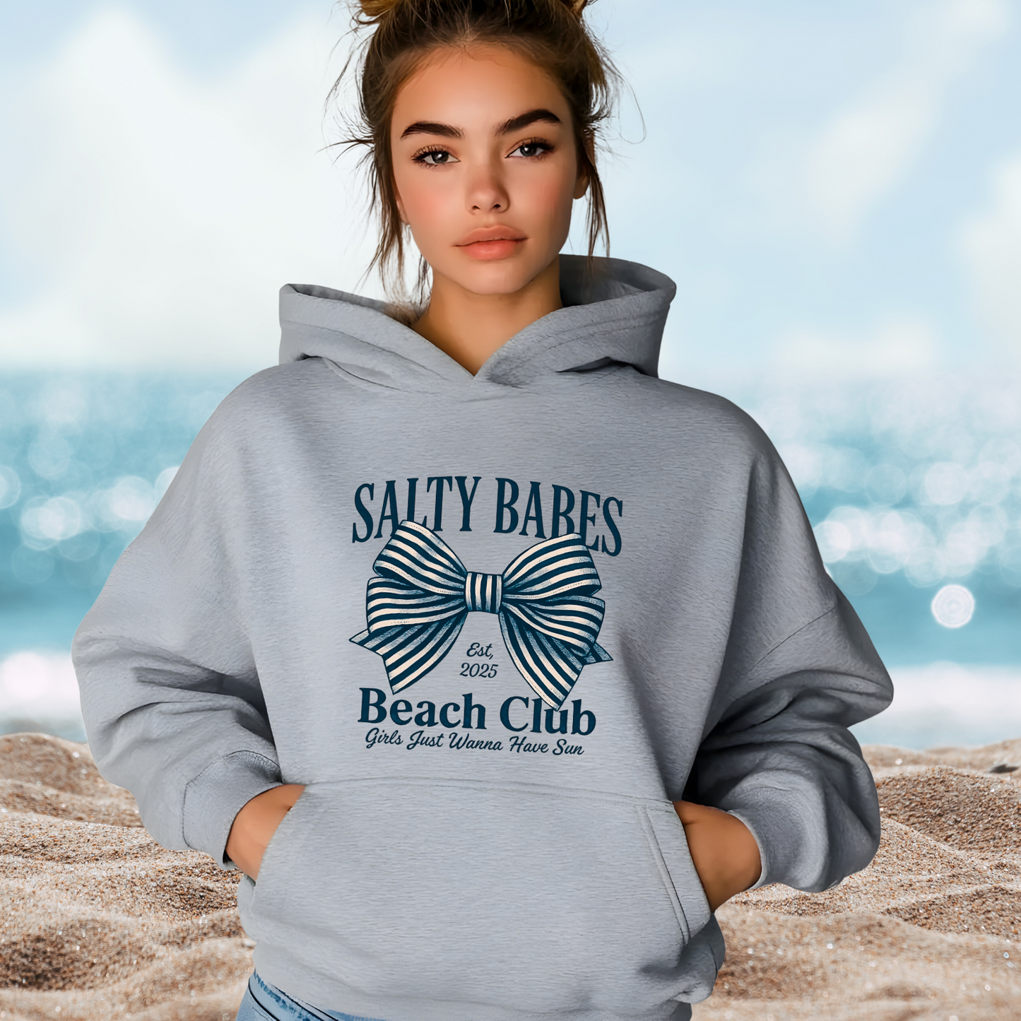 Salty Babes Beach Club Pullover Hoodie