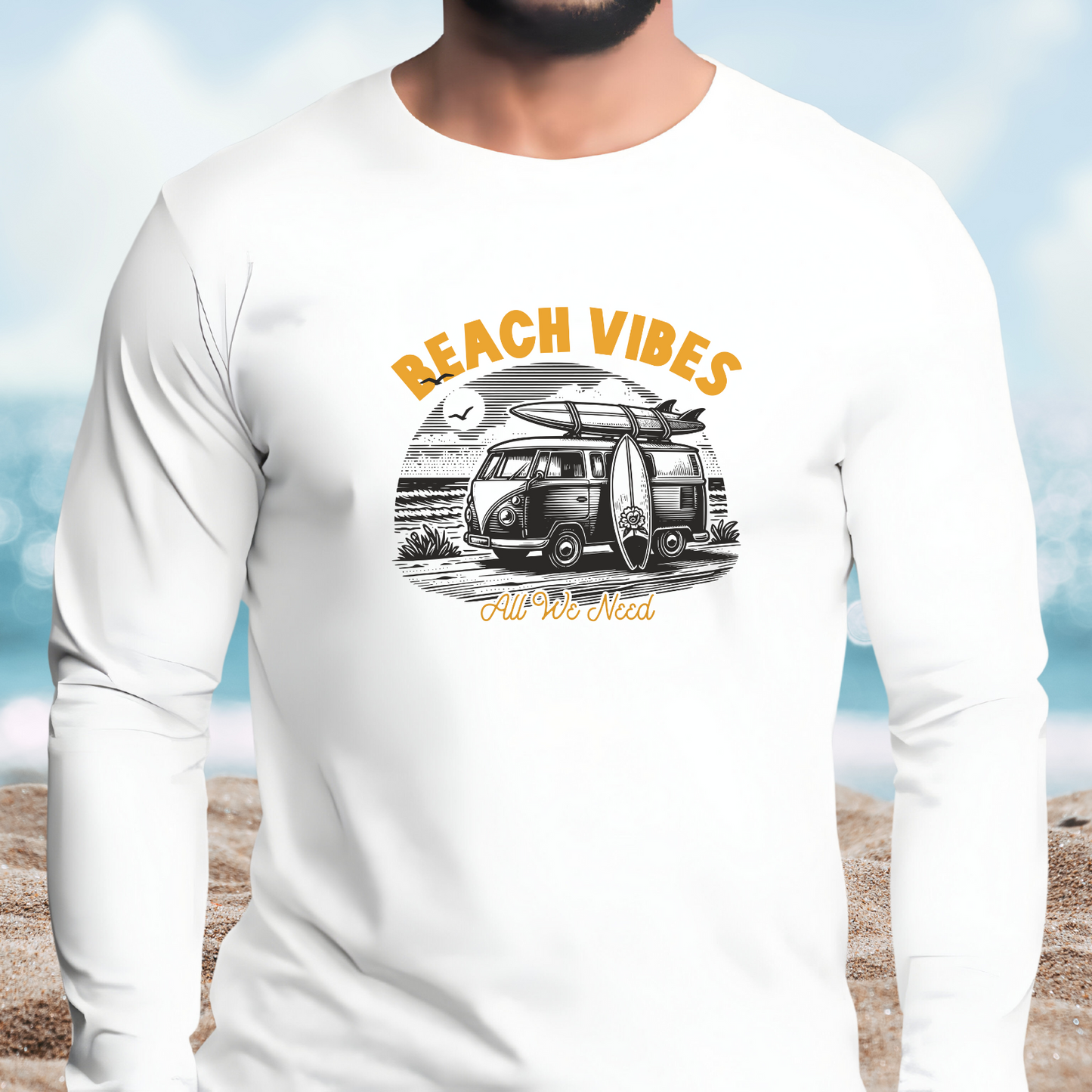 Retro Beach Vibes Long Sleeve Tee