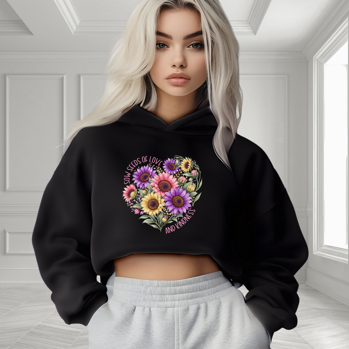 Sow Seeds Of Love And Kindness Crop Hoodie