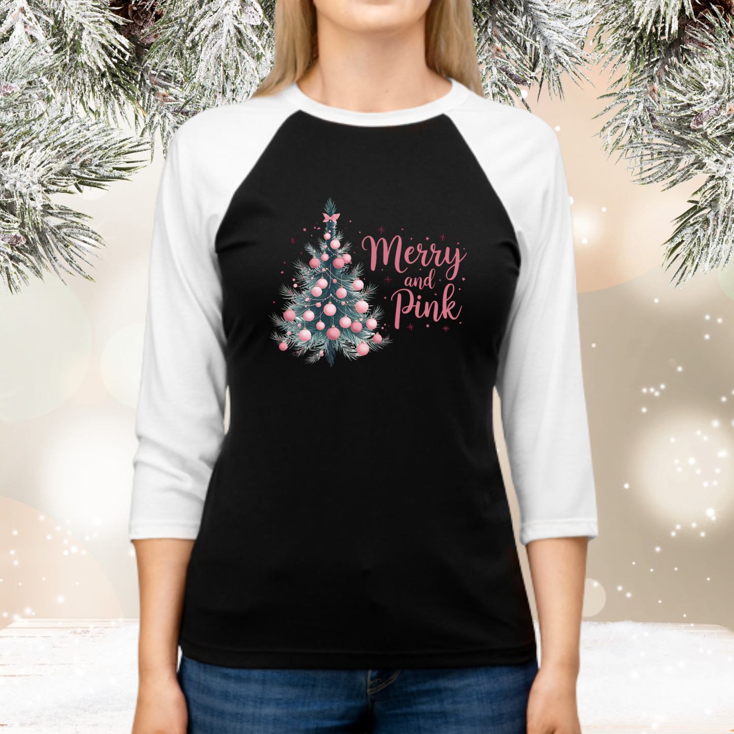 Merry And Pink Baseball Tee